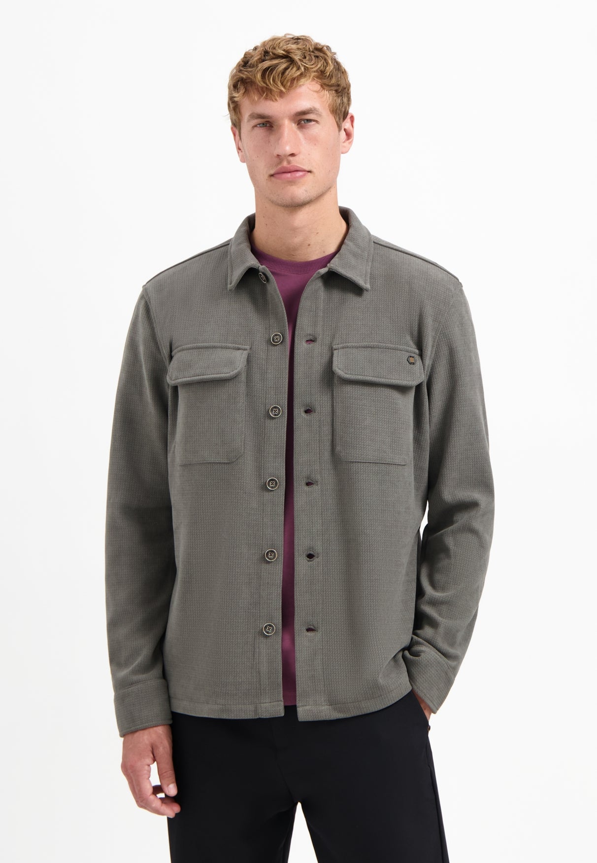 Buttoned overshirt | Dark Clay
