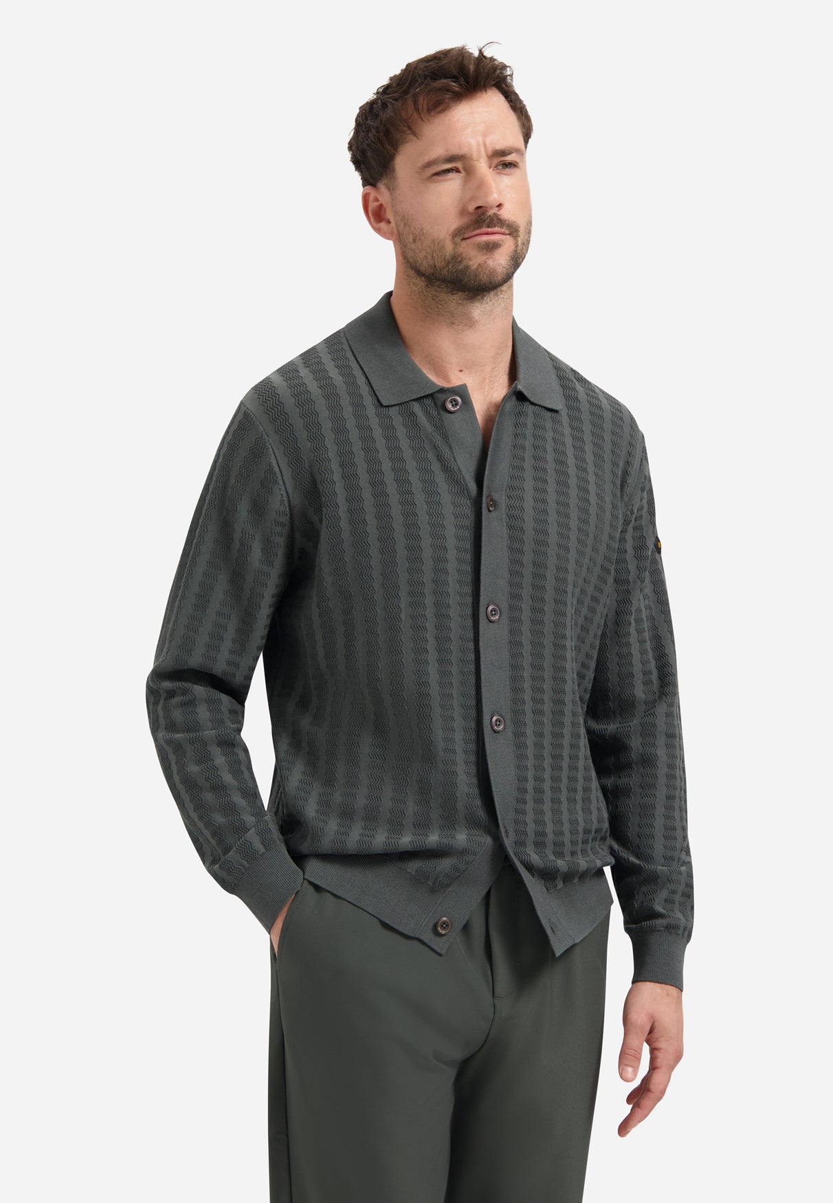 Gilet boutonné à col polo | Dark Steel