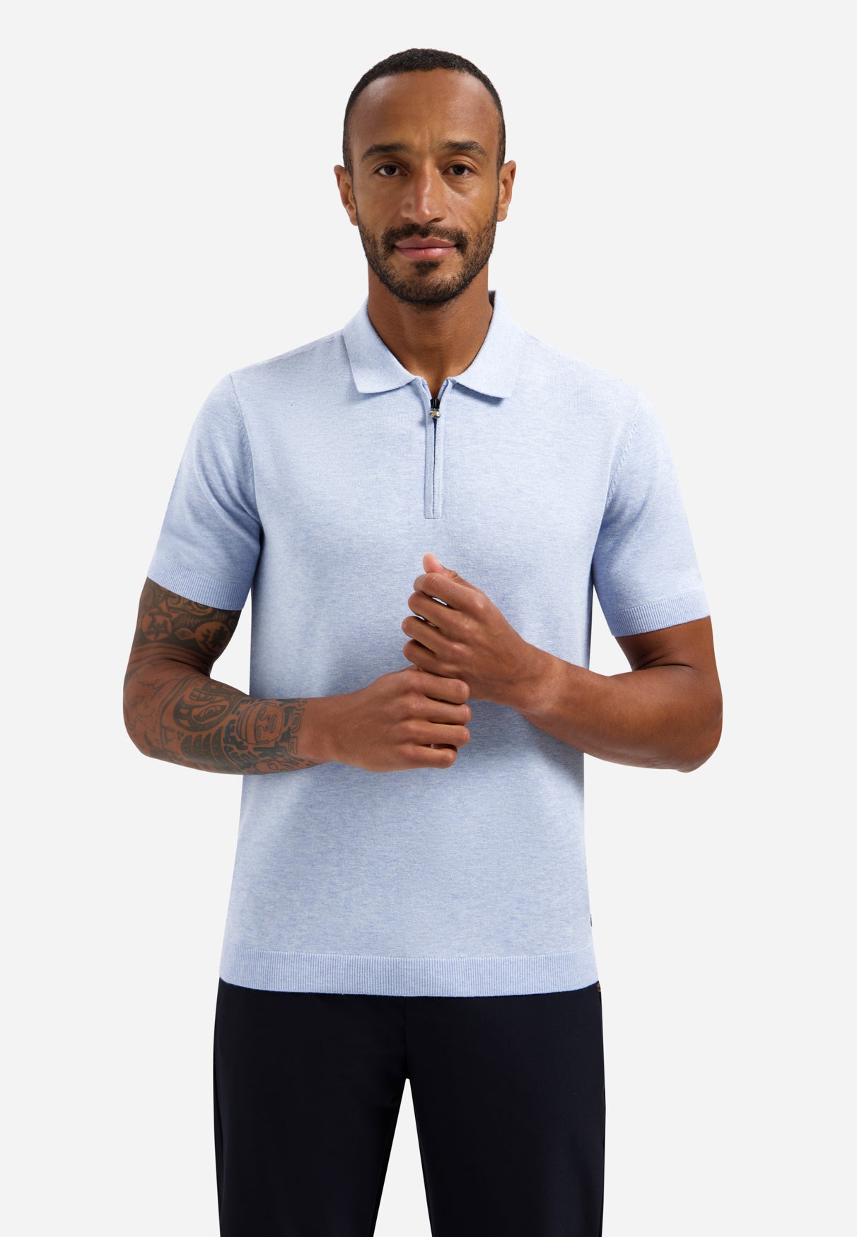 Polo tricoté à demi-zip | Blue