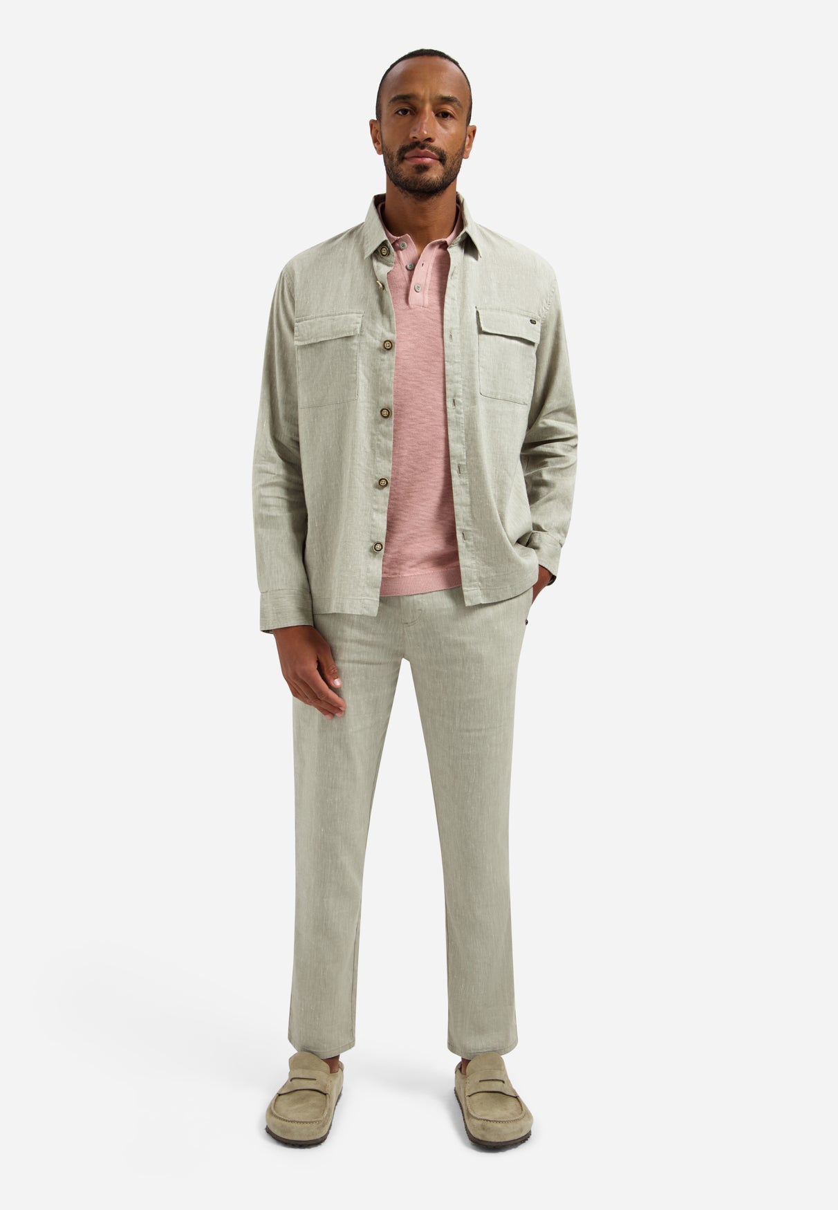 Polo flammé tricoté à boutons | Light Mauve