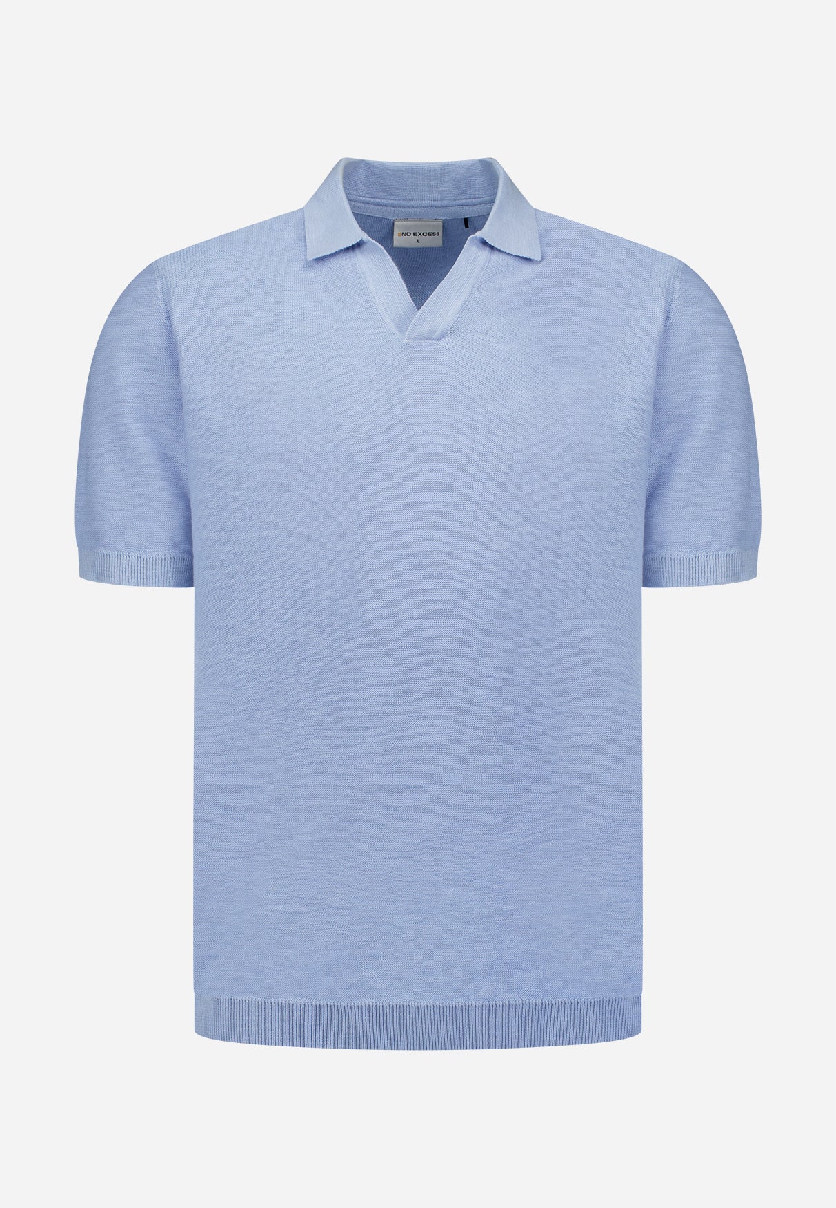 Knitted V-neck polo shirt | Blue