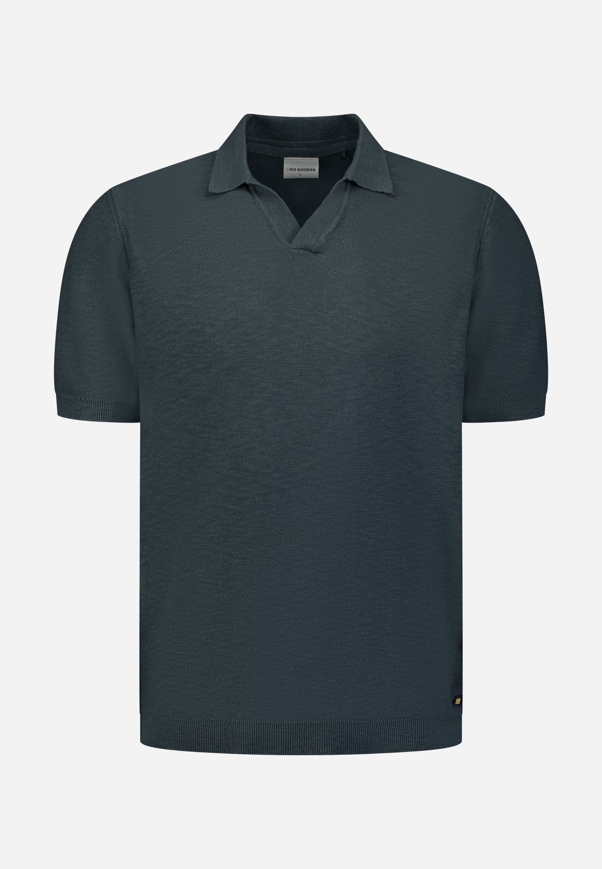 Polo tricoté à col en V | Dark Steel