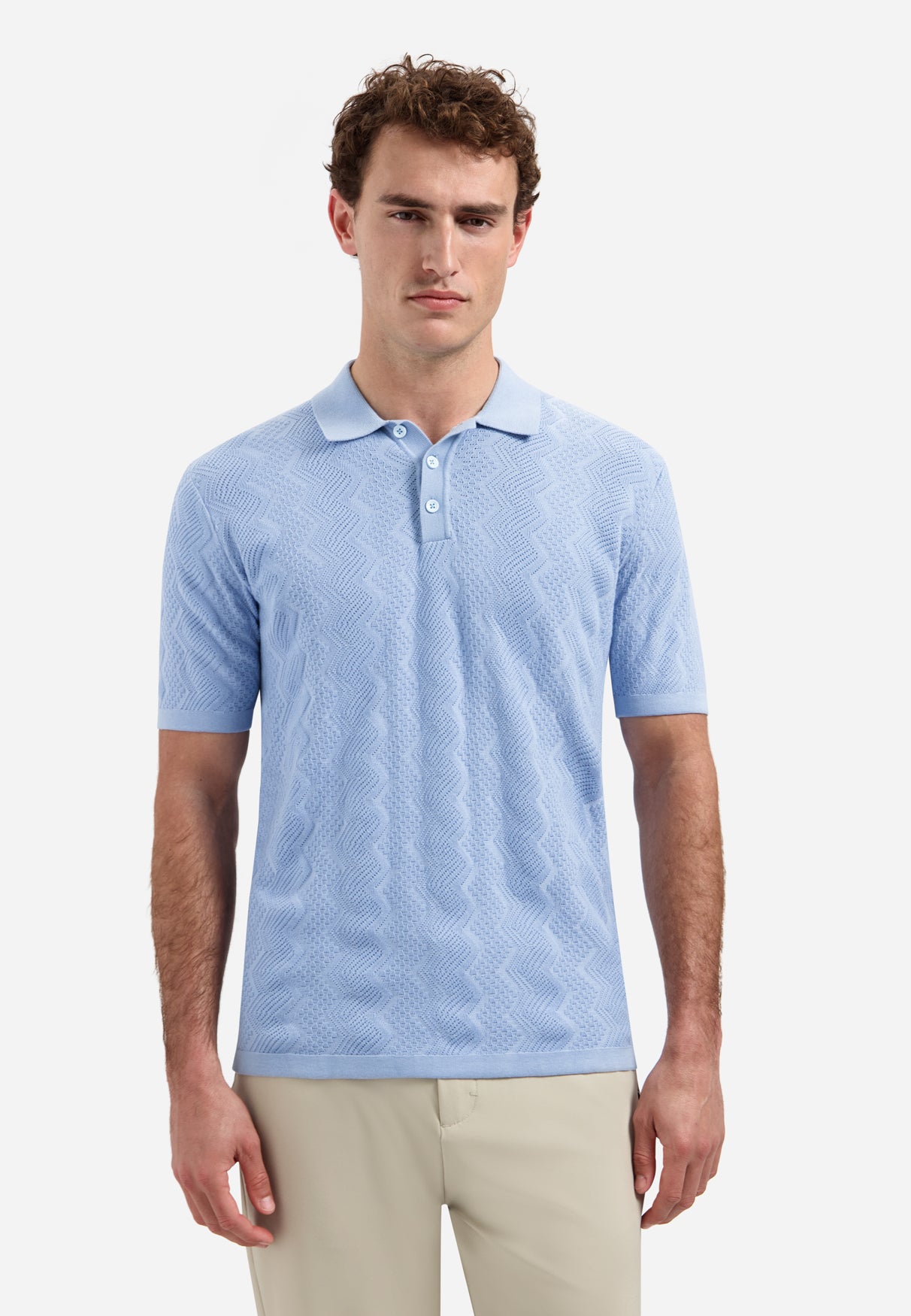 Polo tricoté à relief | Blue