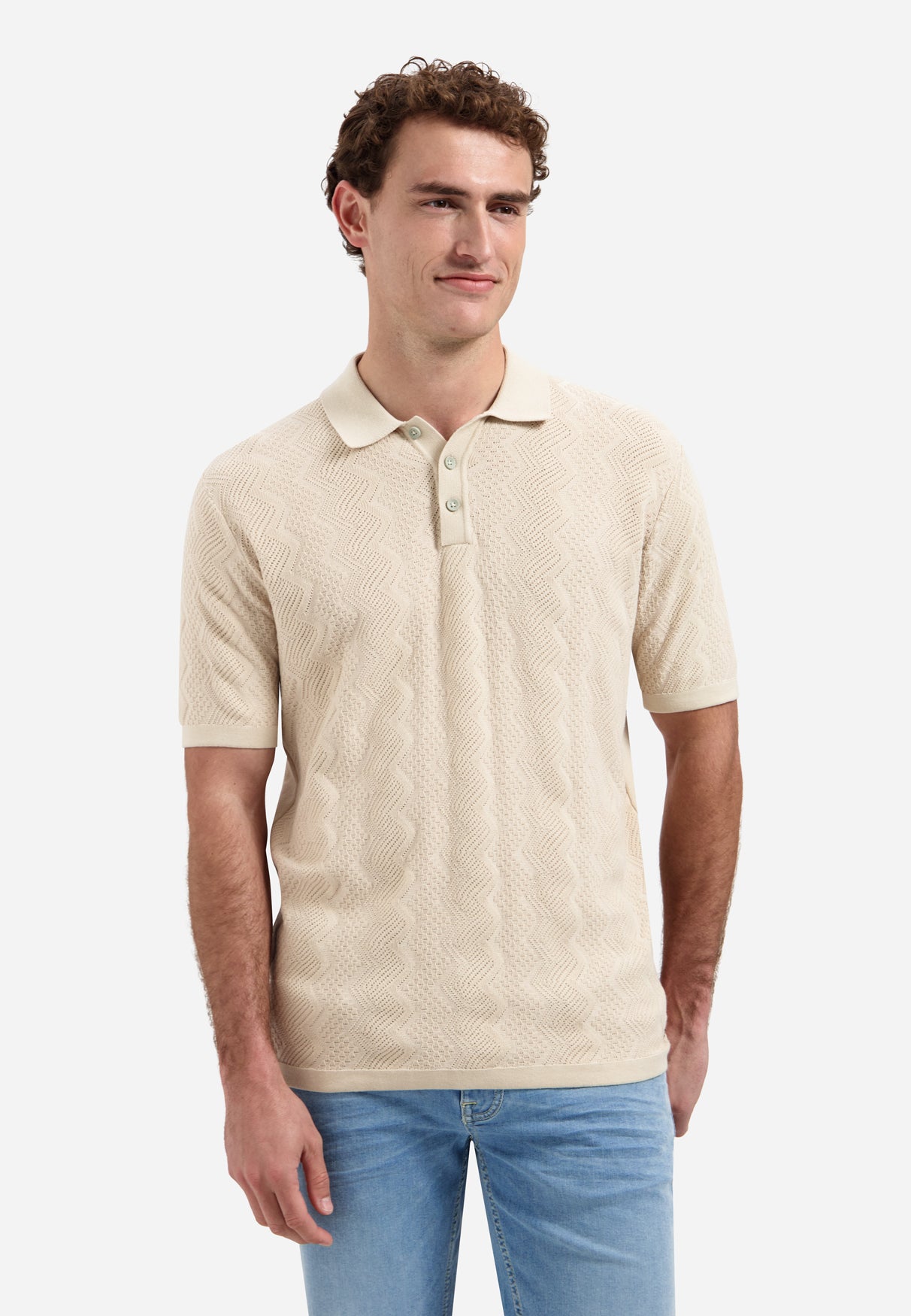 Polo tricoté à relief | Desert