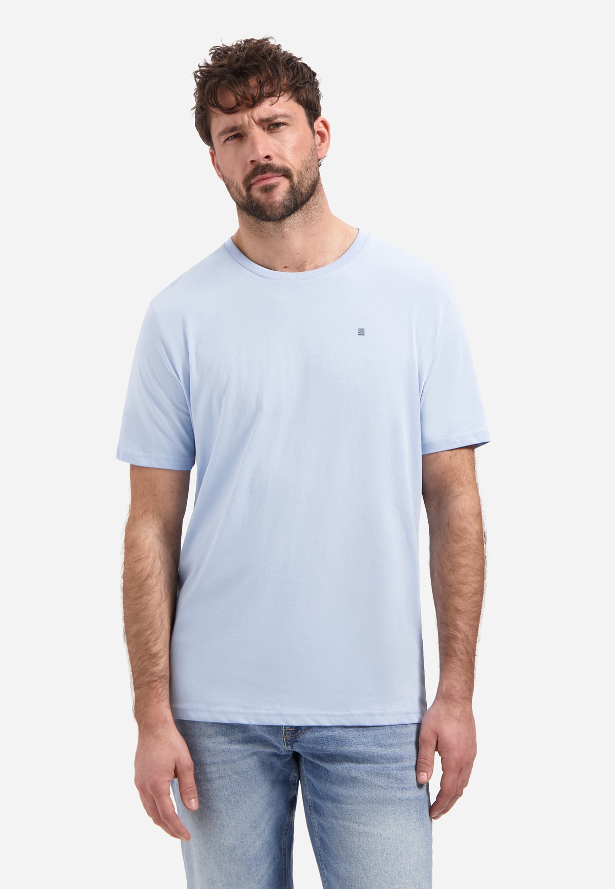Basic plain T-shirt with round neck | Blue