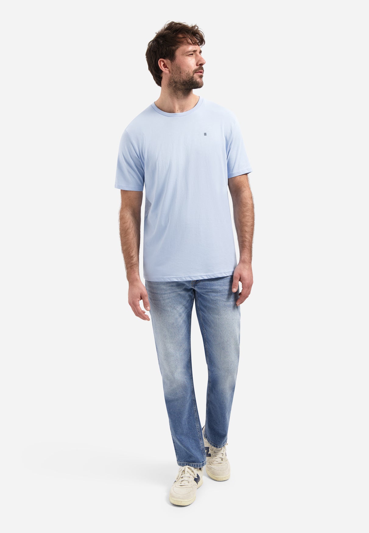 Basic plain T-shirt with round neck | Blue