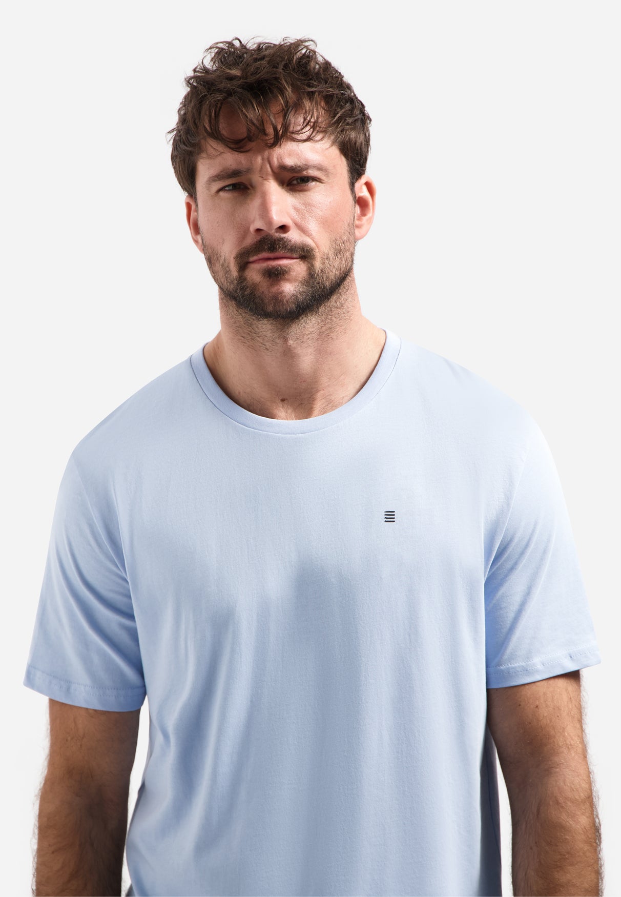 Basic plain T-shirt with round neck | Blue