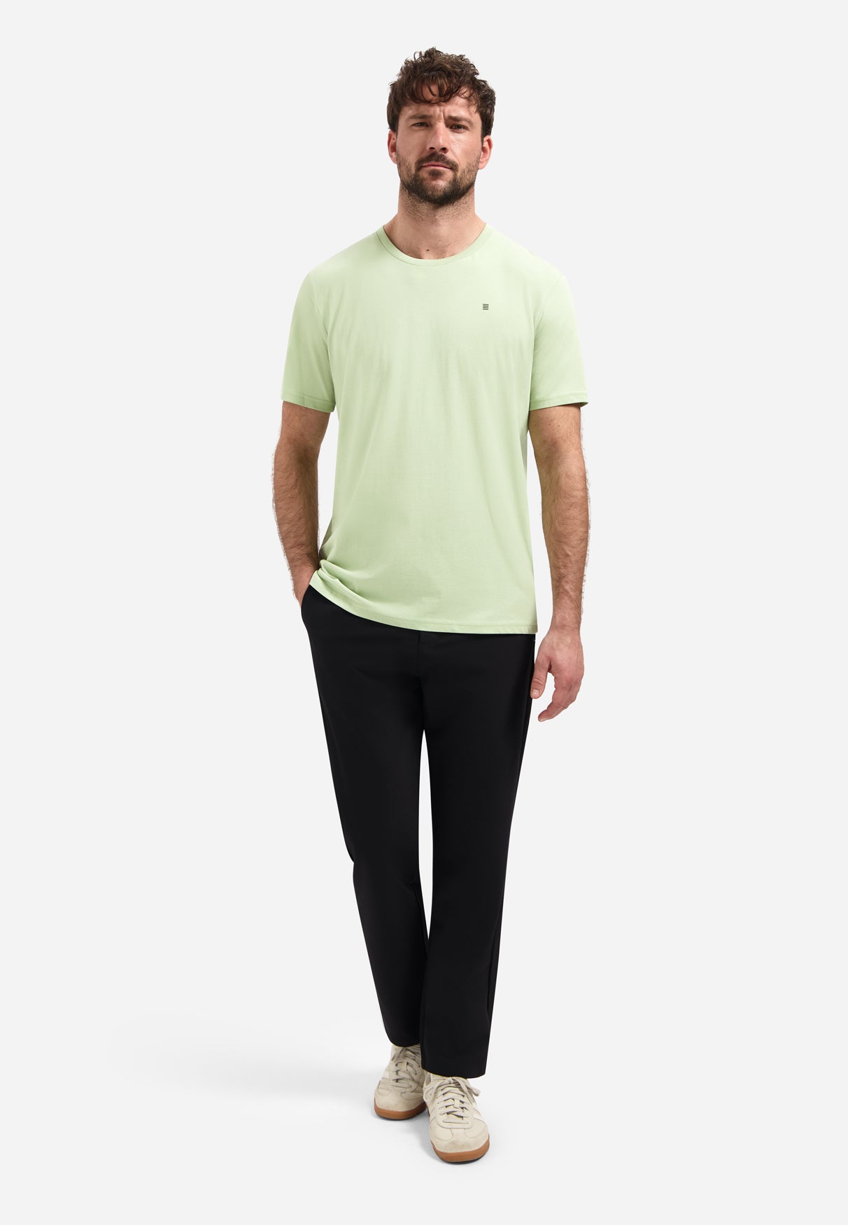 Basic plain T-shirt with round neck | Green