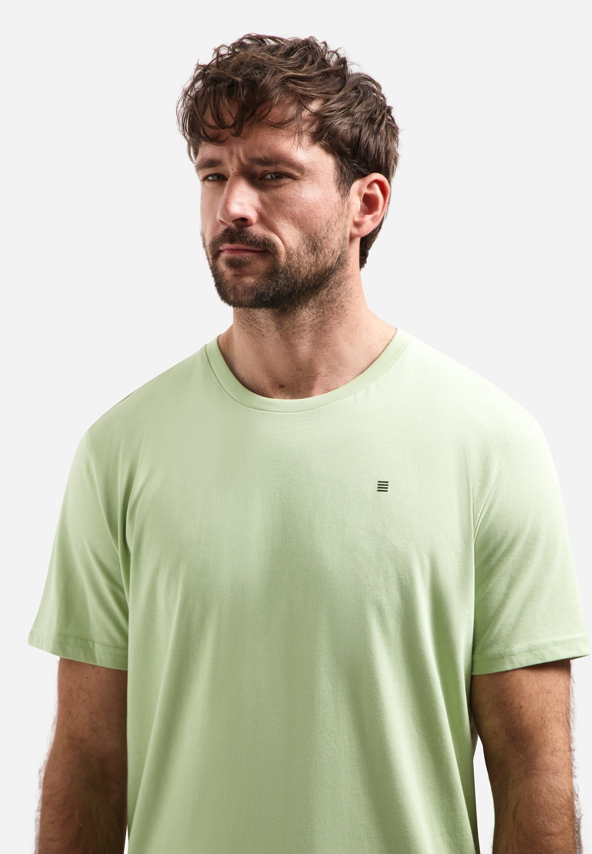 Basic plain T-shirt with round neck | Green