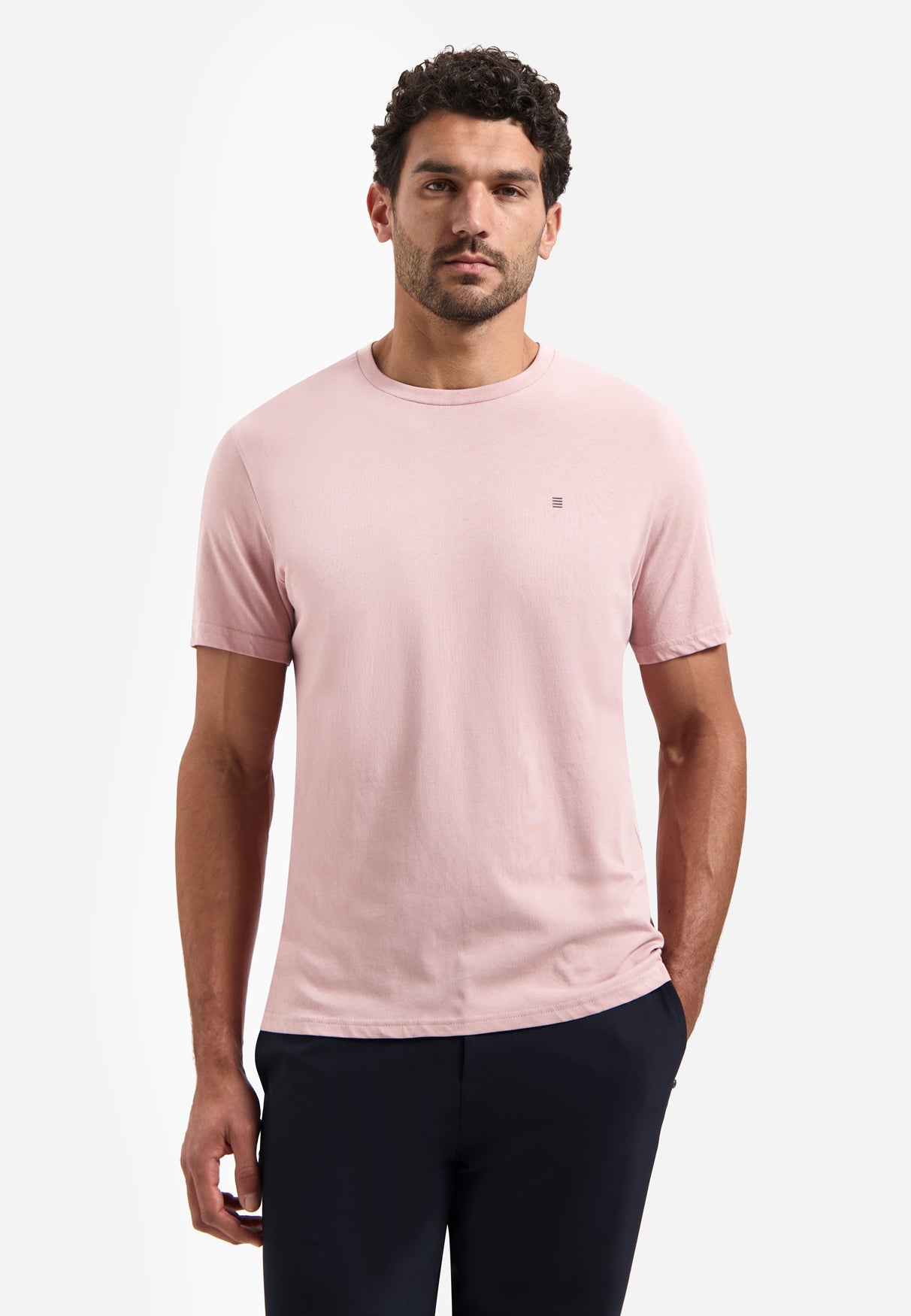 T-shirt basique uni à col rond | Light Mauve