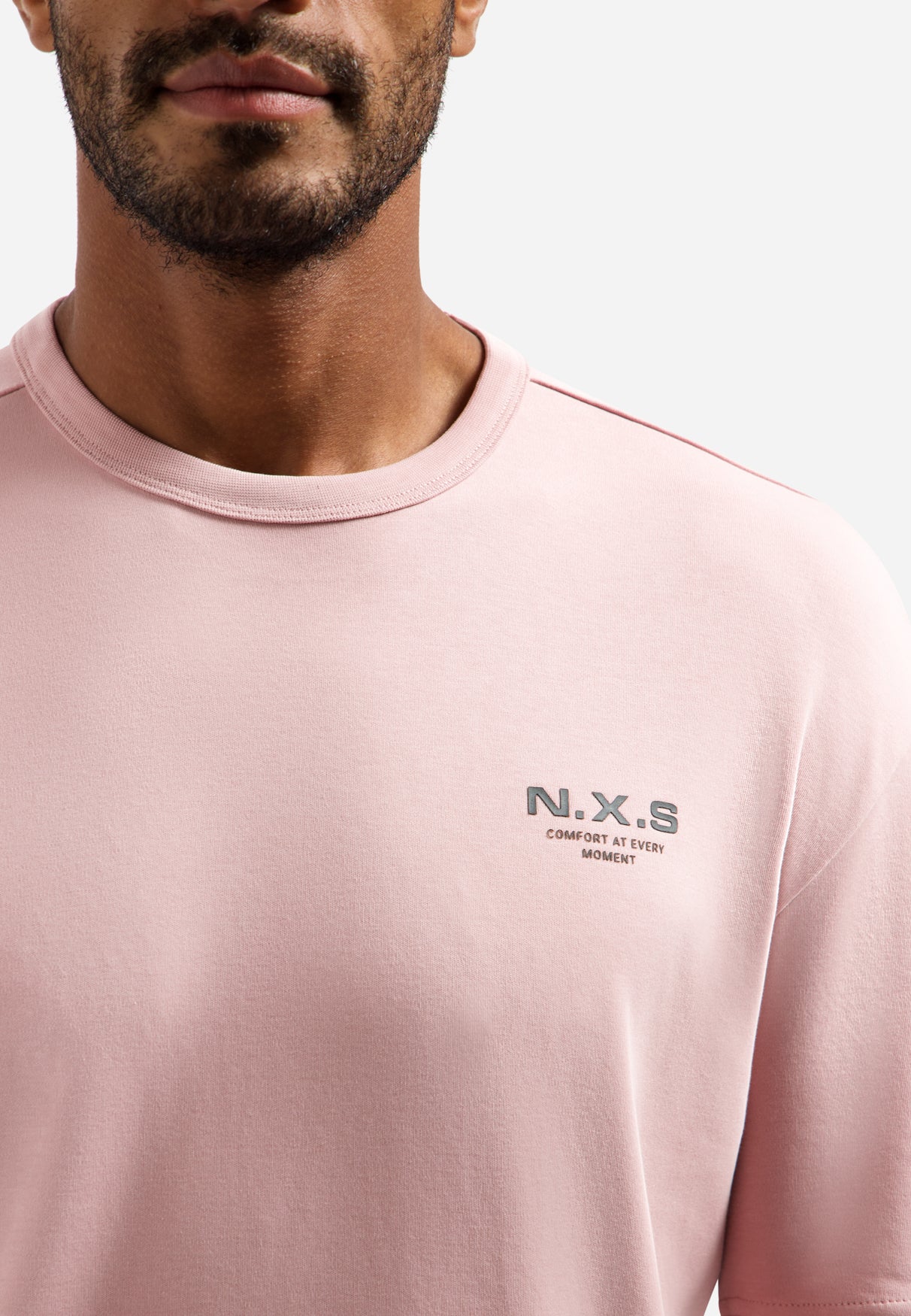 Heavy crew neck T-shirt | Light Mauve