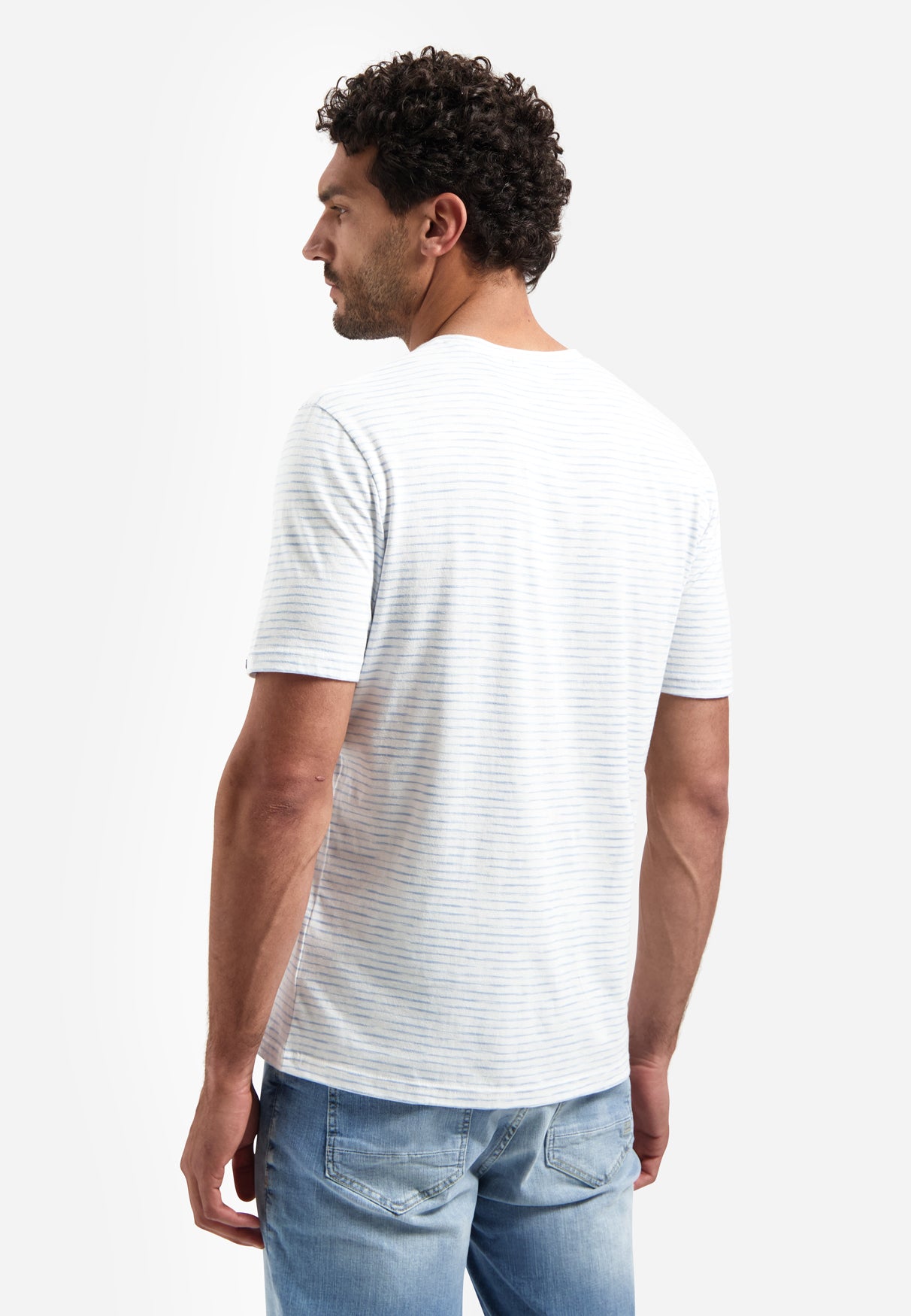 T-shirt rayé à col rond | Blue