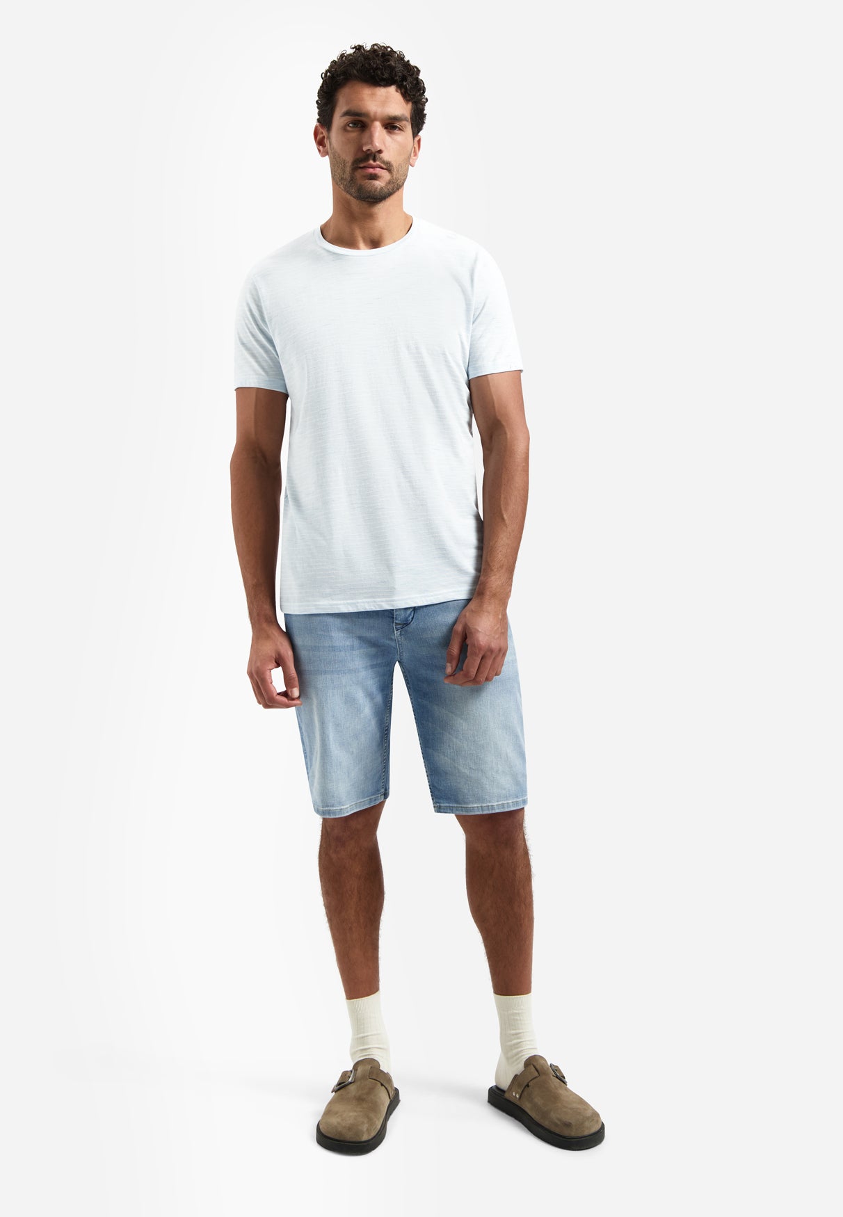 Striped T-shirt with round neck | Sky