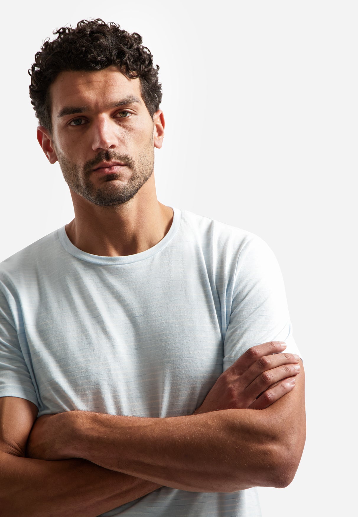 Striped T-shirt with round neck | Sky