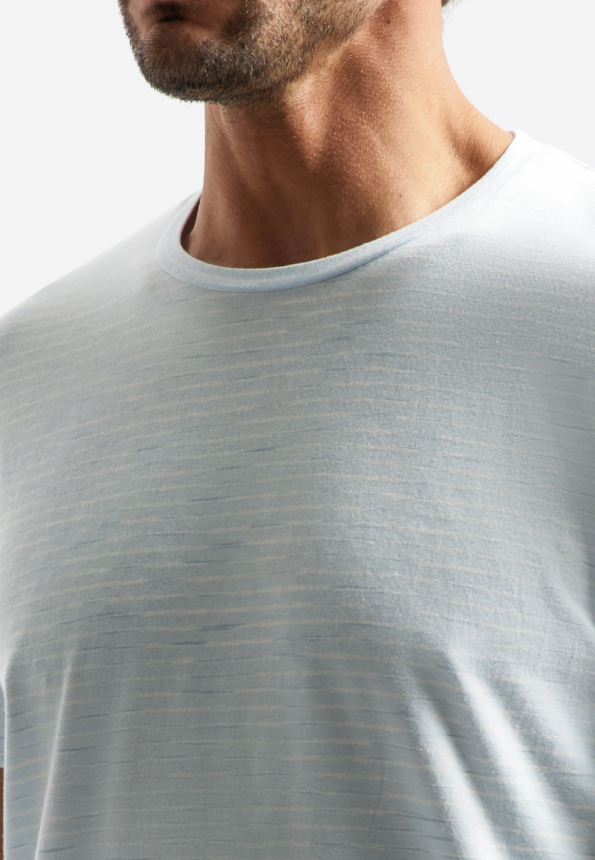 Striped T-shirt with round neck | Sky