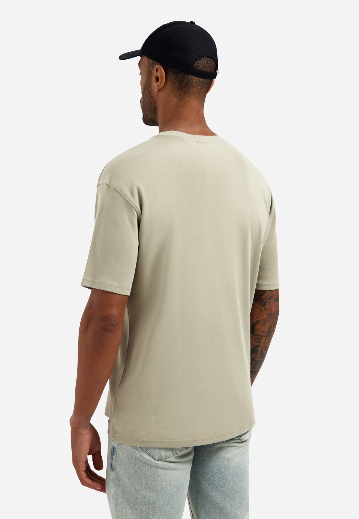 T-shirt interlock à col rond | Taupe