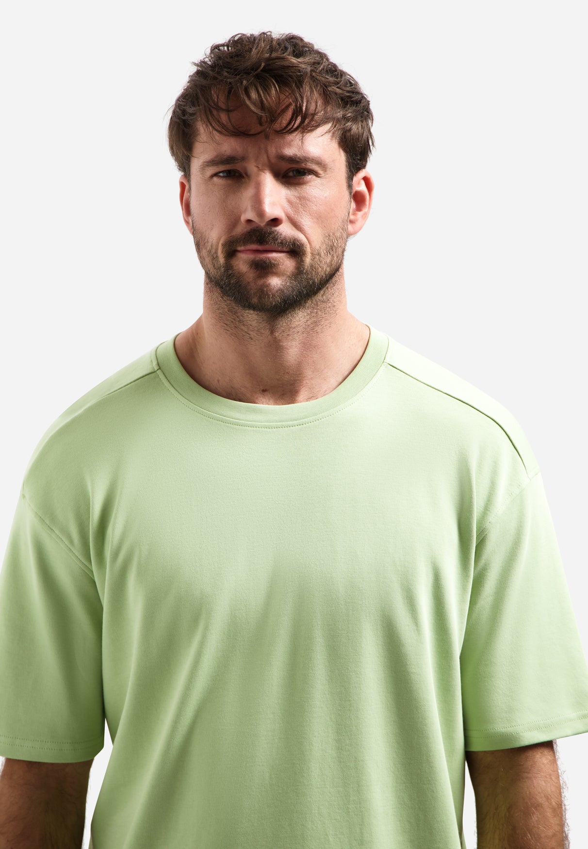 Interlock T-shirt with round neck | Green
