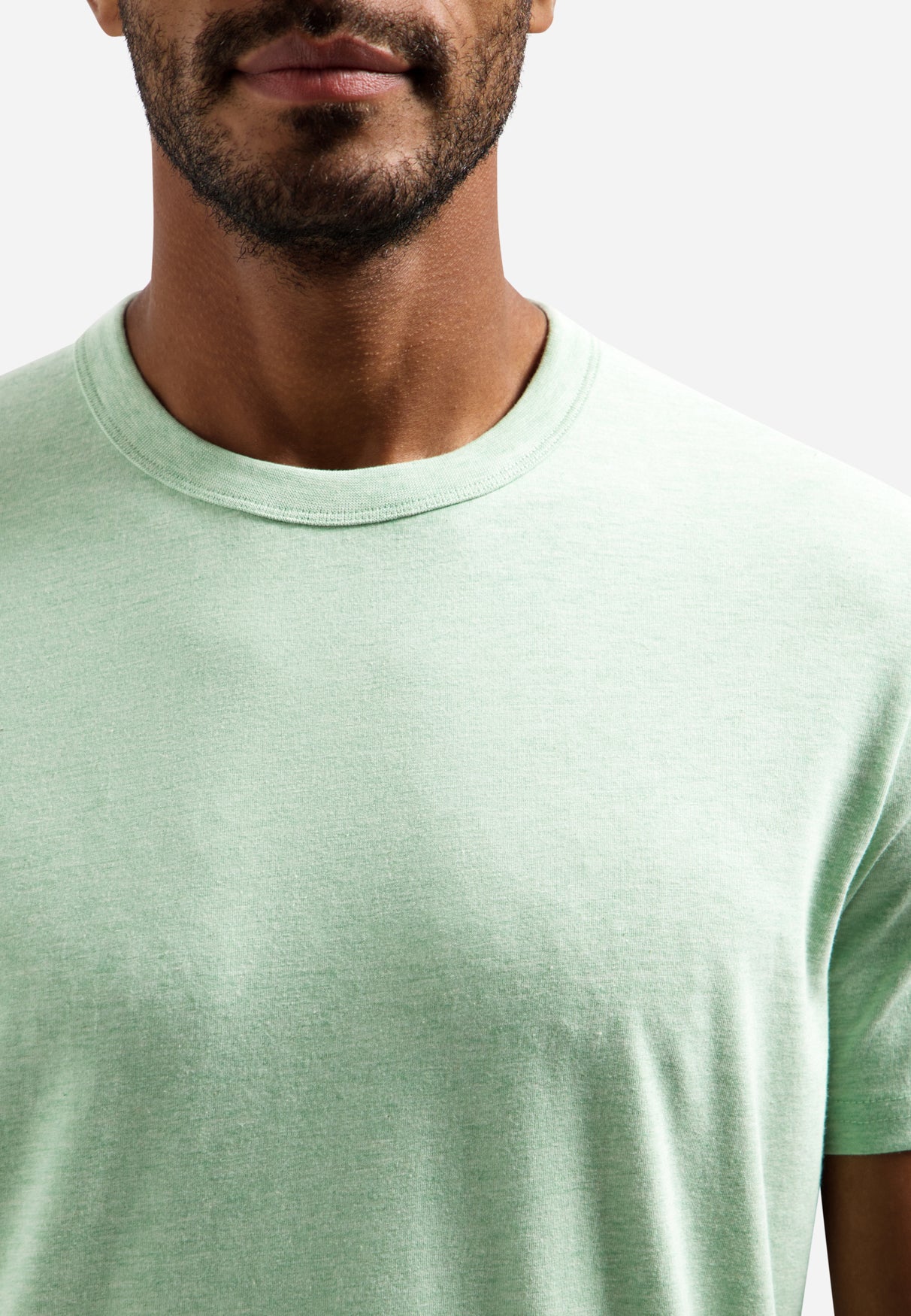 T-shirt chiné à col rond | Green