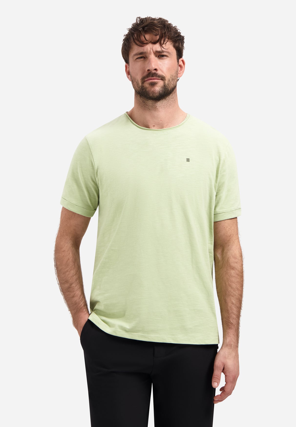 T-shirt flammé à col rond | Green