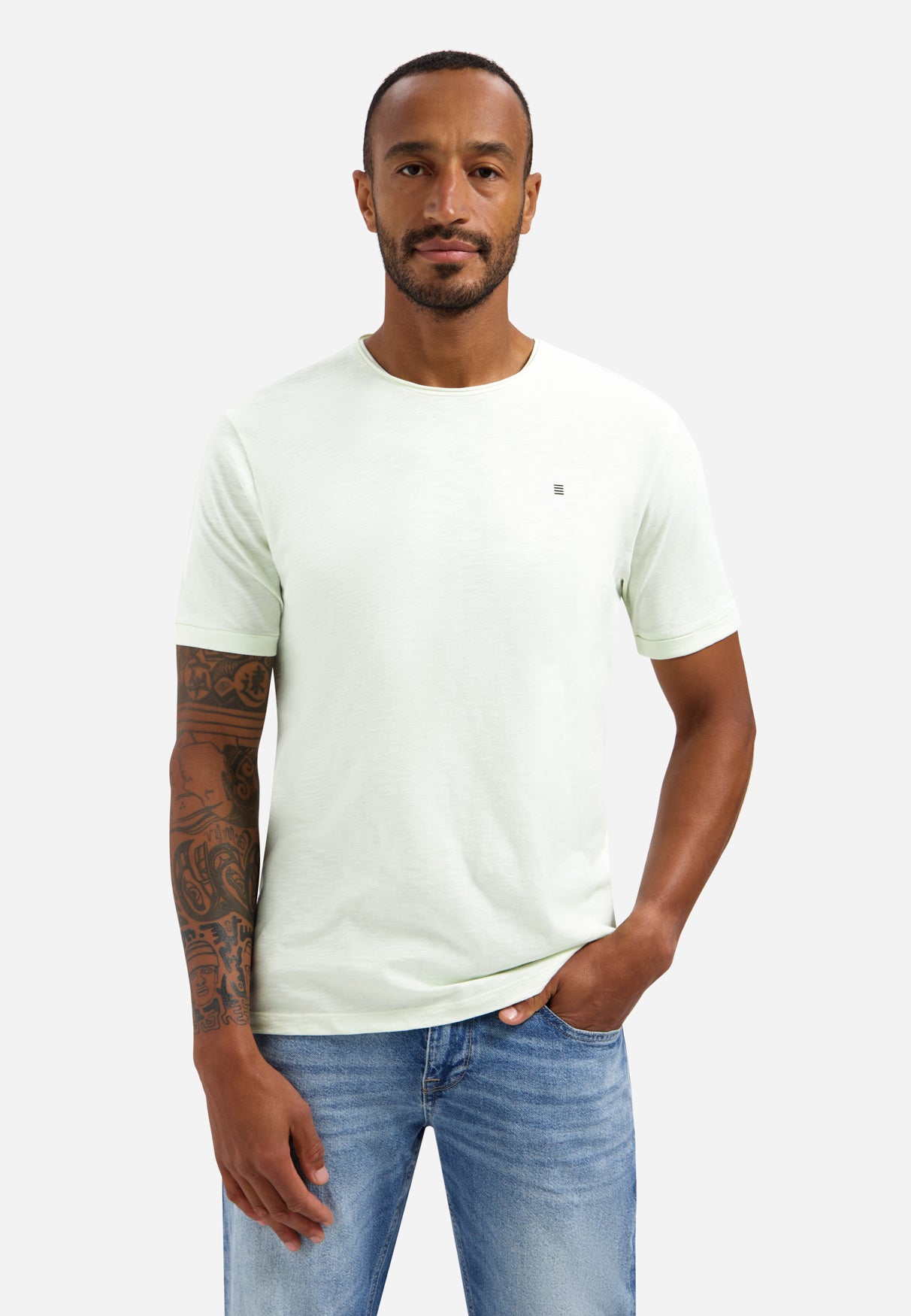 T-shirt flammé à col rond | Seagreen
