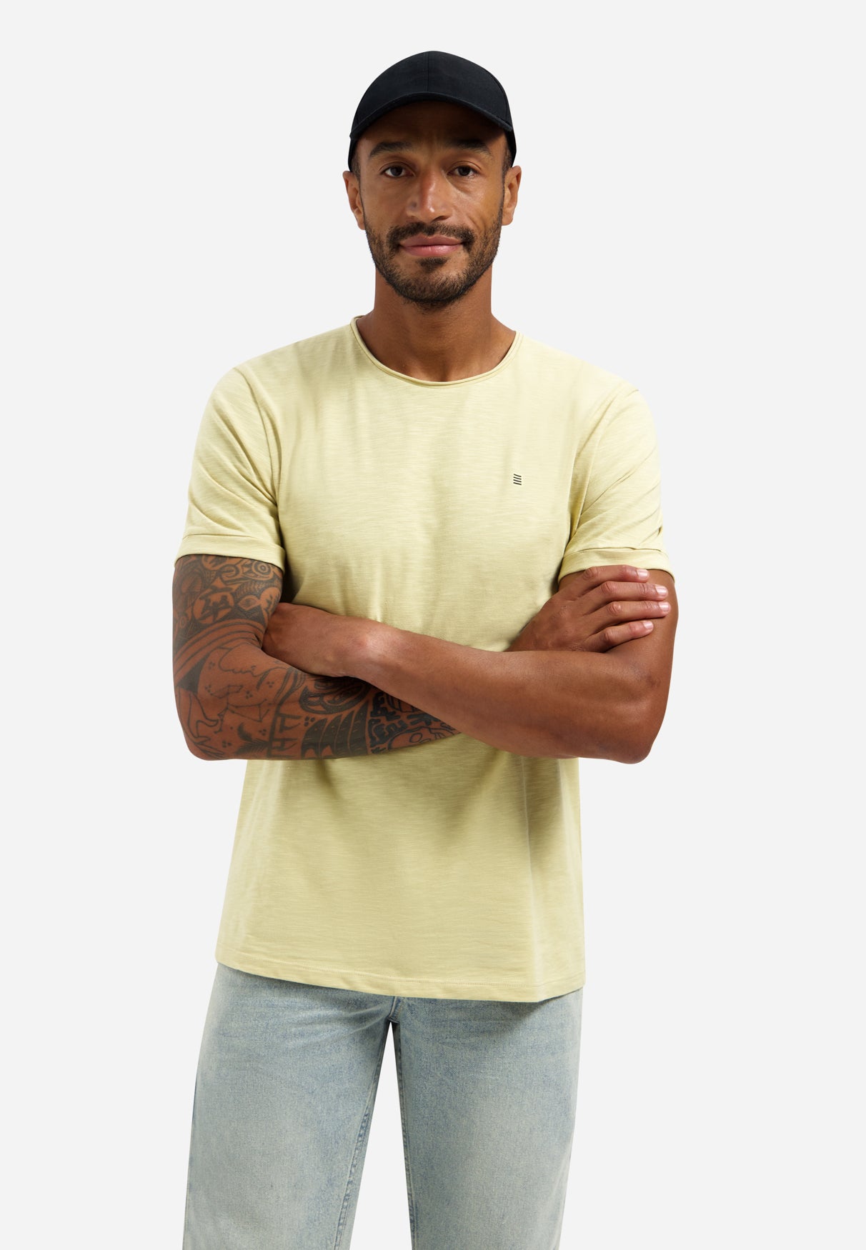 T-shirt flammé à col rond | Yellow
