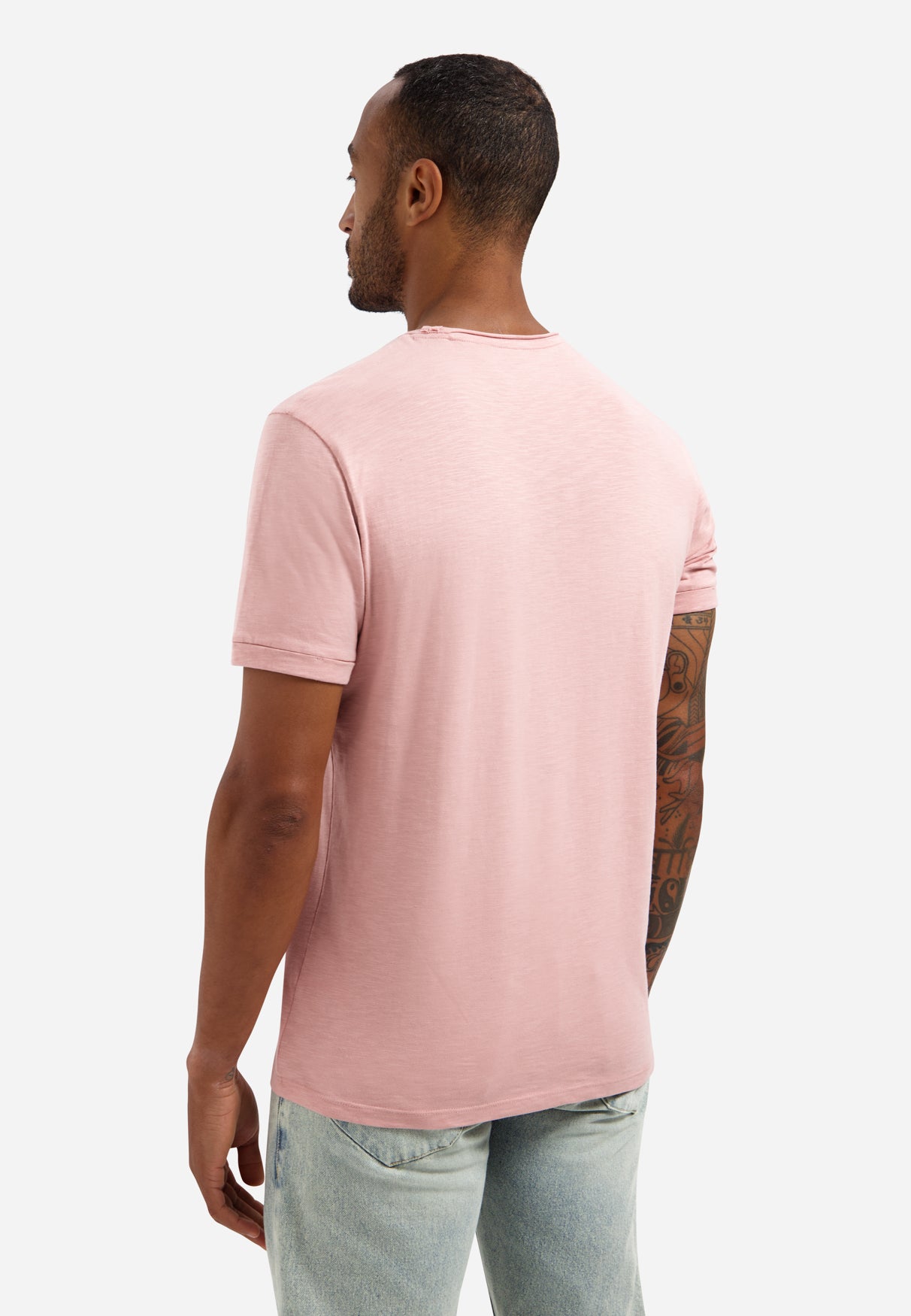 T-shirt flammé à col rond | Light Mauve