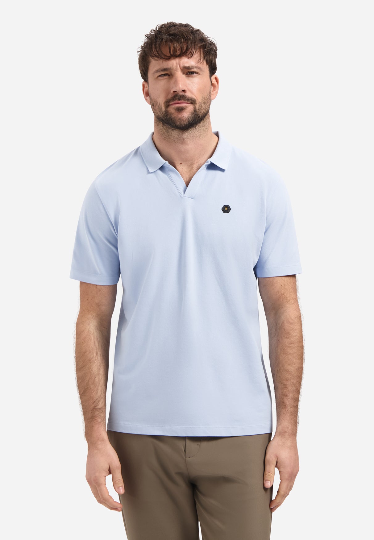 Polo basique à col en V | Blue