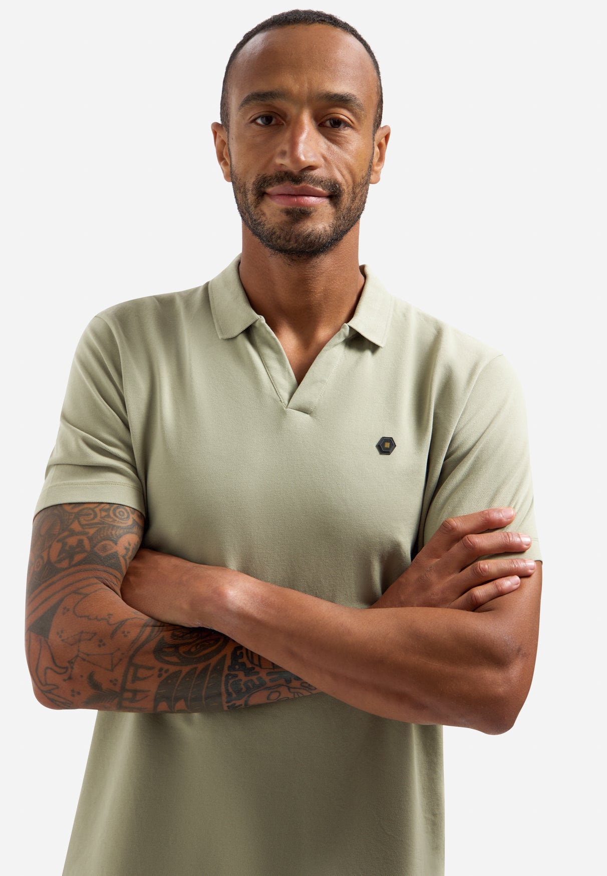 Polo basique à col en V | Taupe