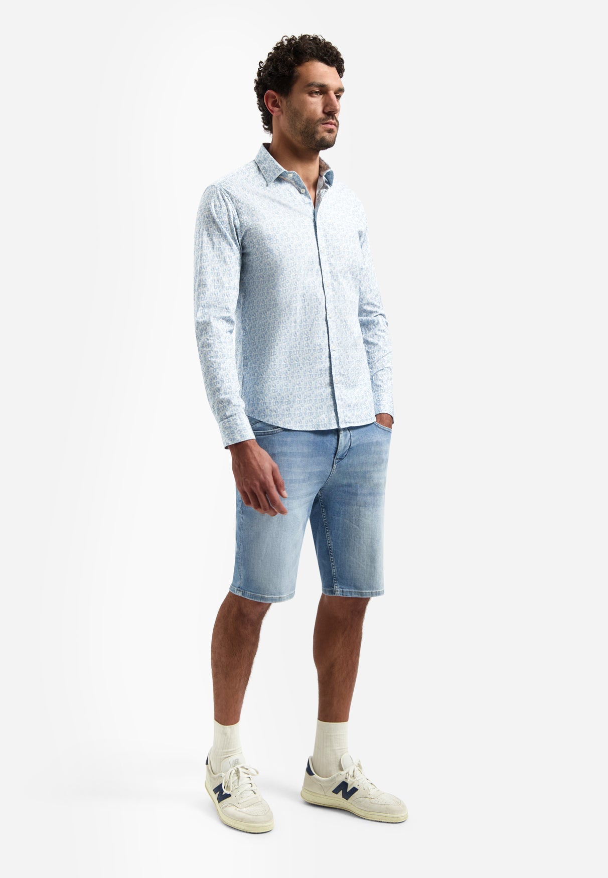 Chemise stretch avec imprimé intégral. | Blue