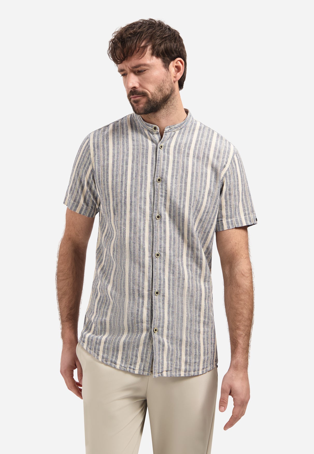 Short-sleeved striped shirt | Blue