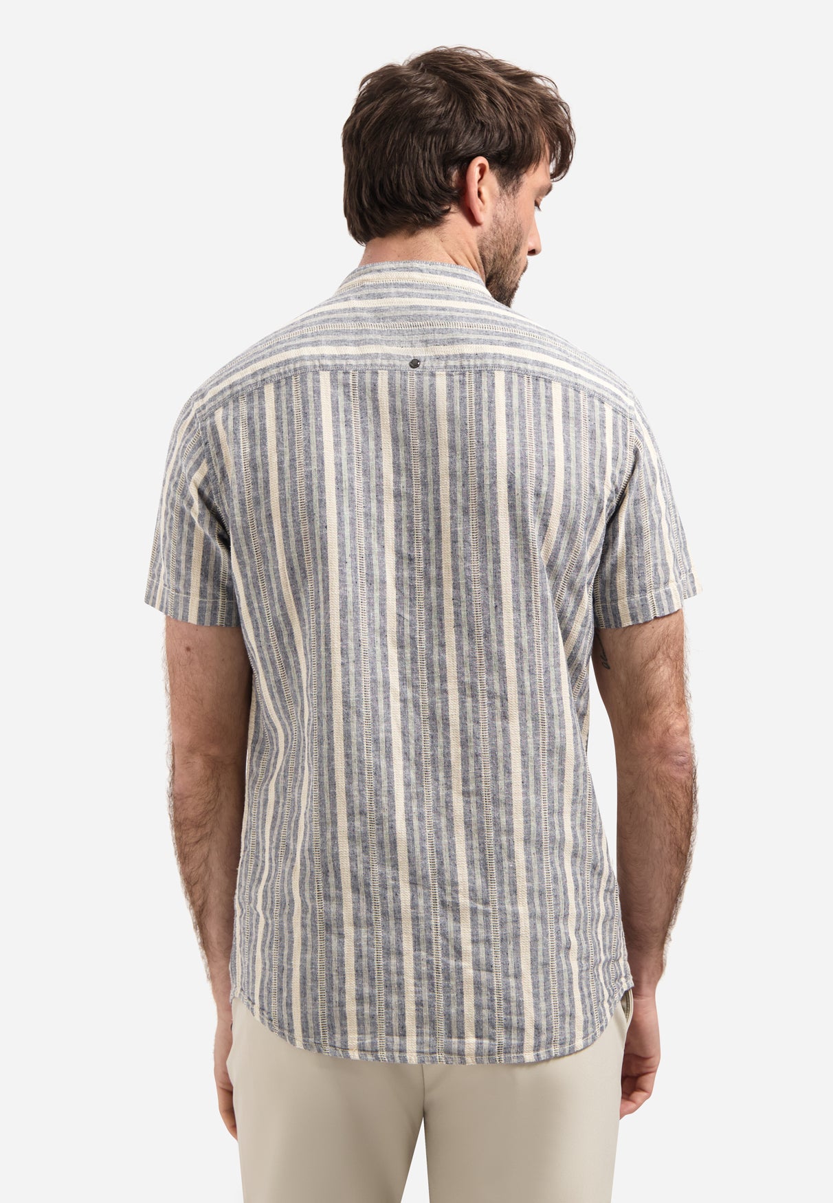 Short-sleeved striped shirt | Blue