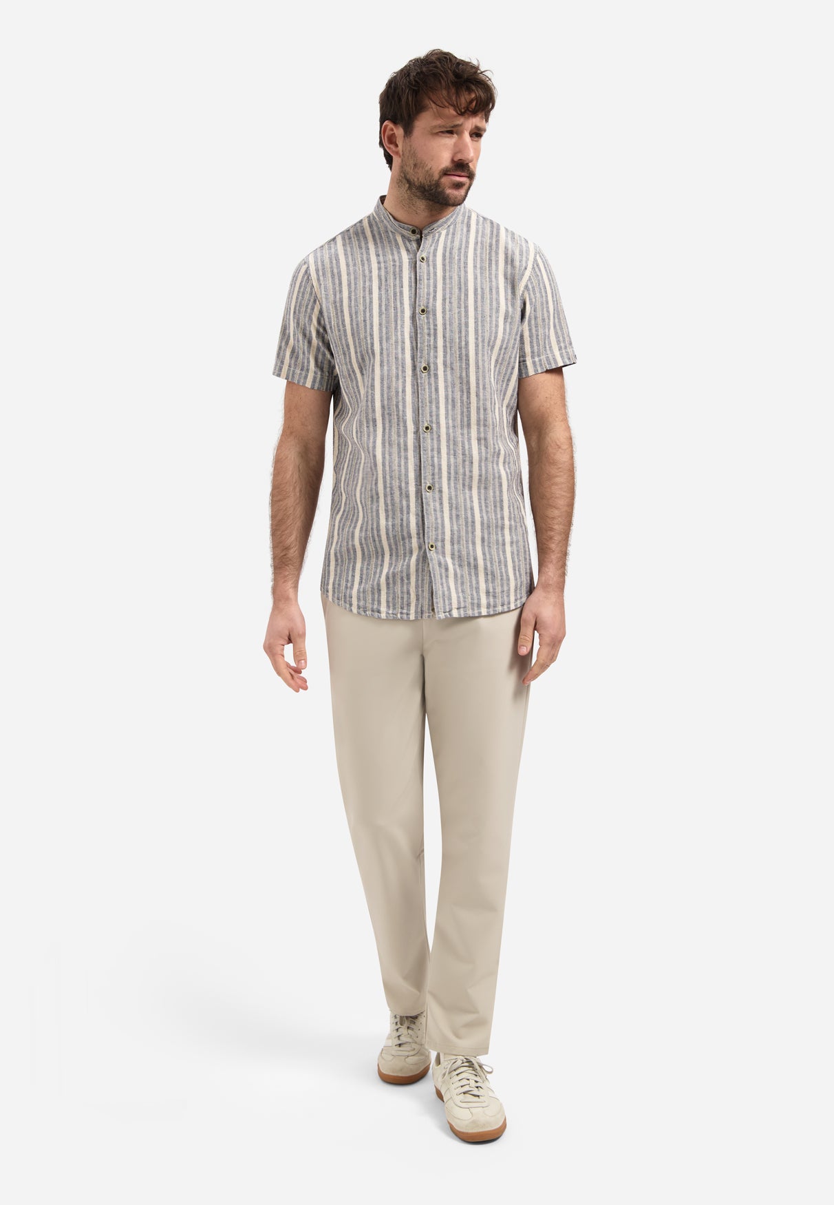 Short-sleeved striped shirt | Blue