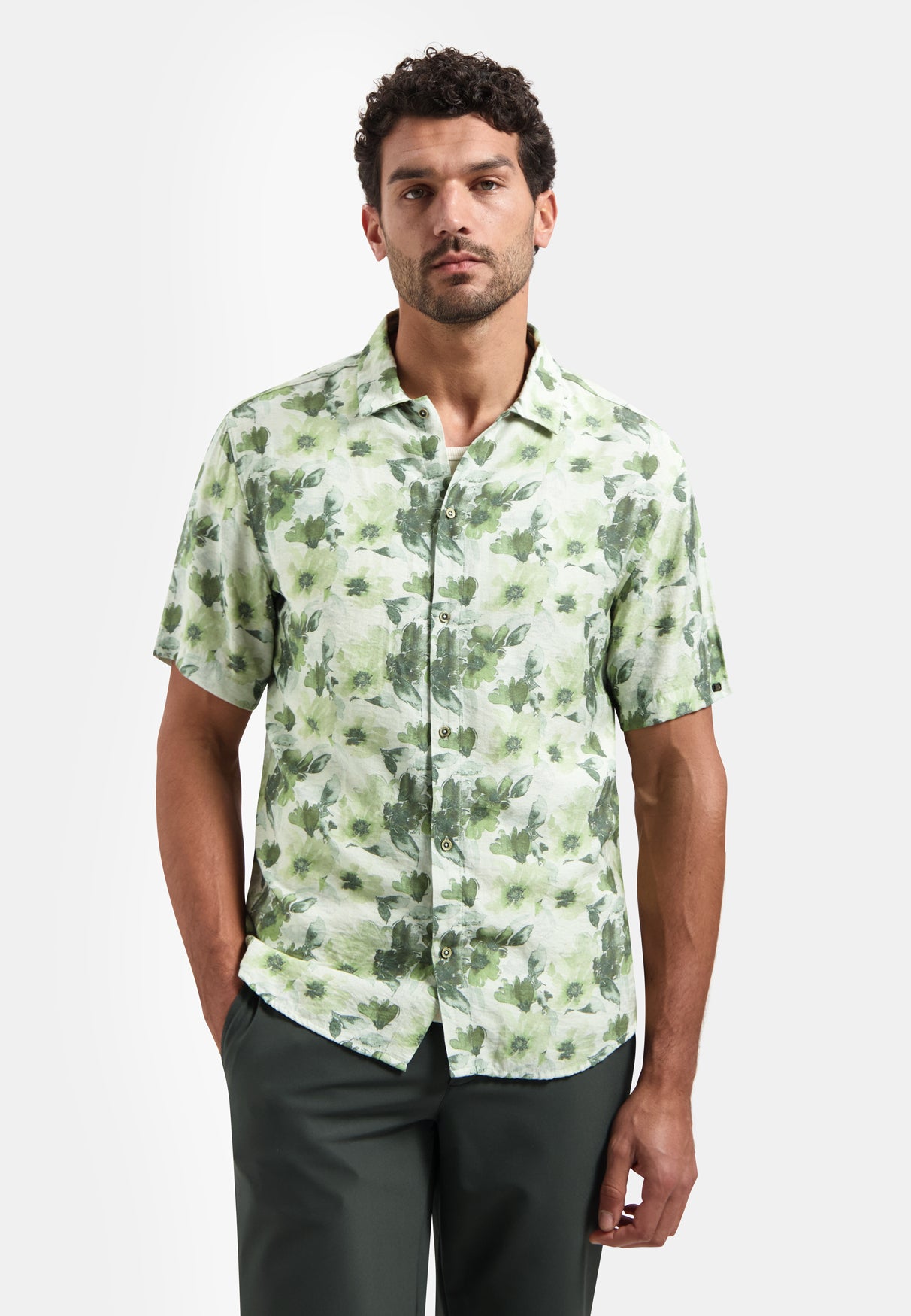 Short-sleeved printed shirt | Green
