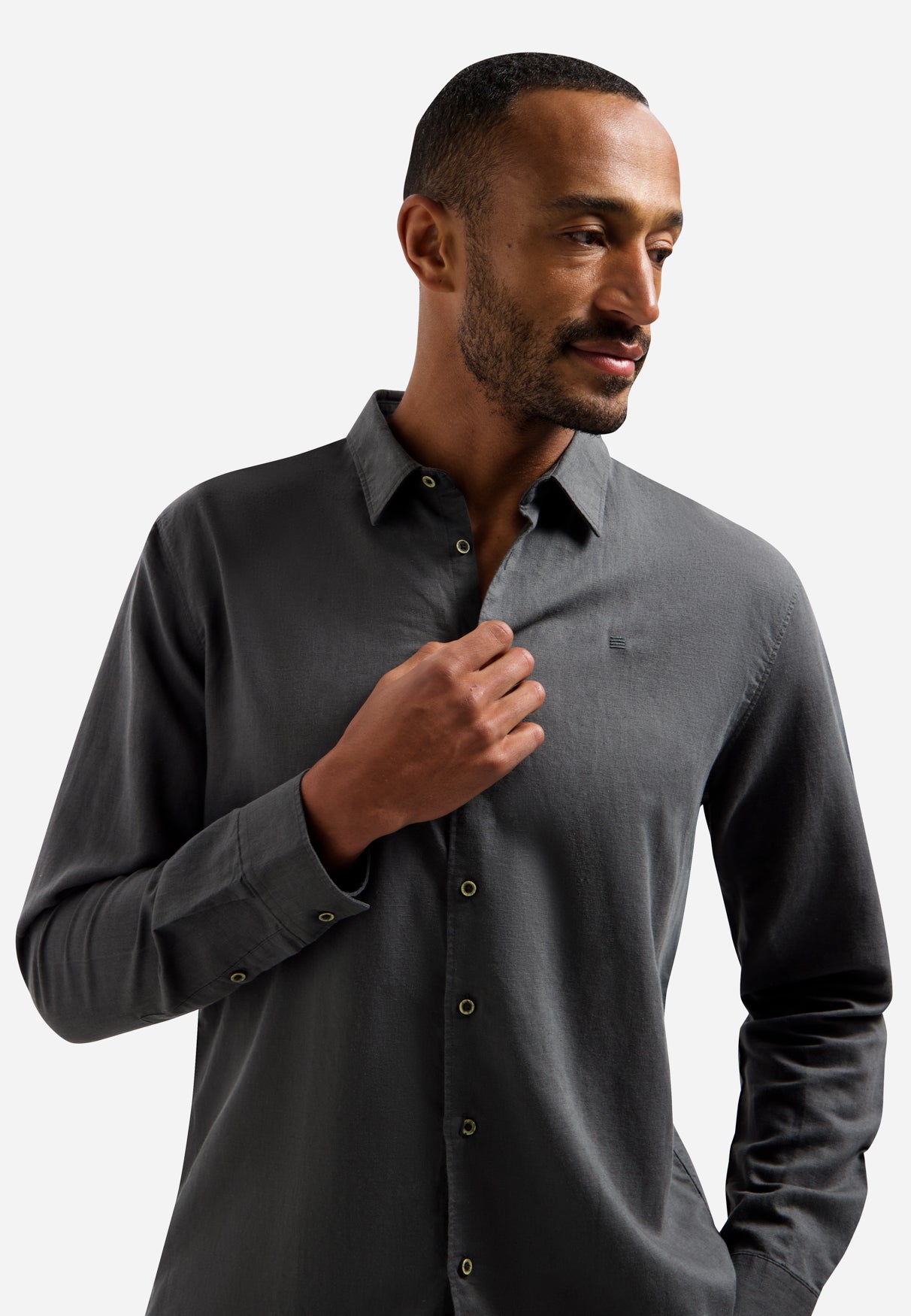 Linen blend shirt | Dark Steel