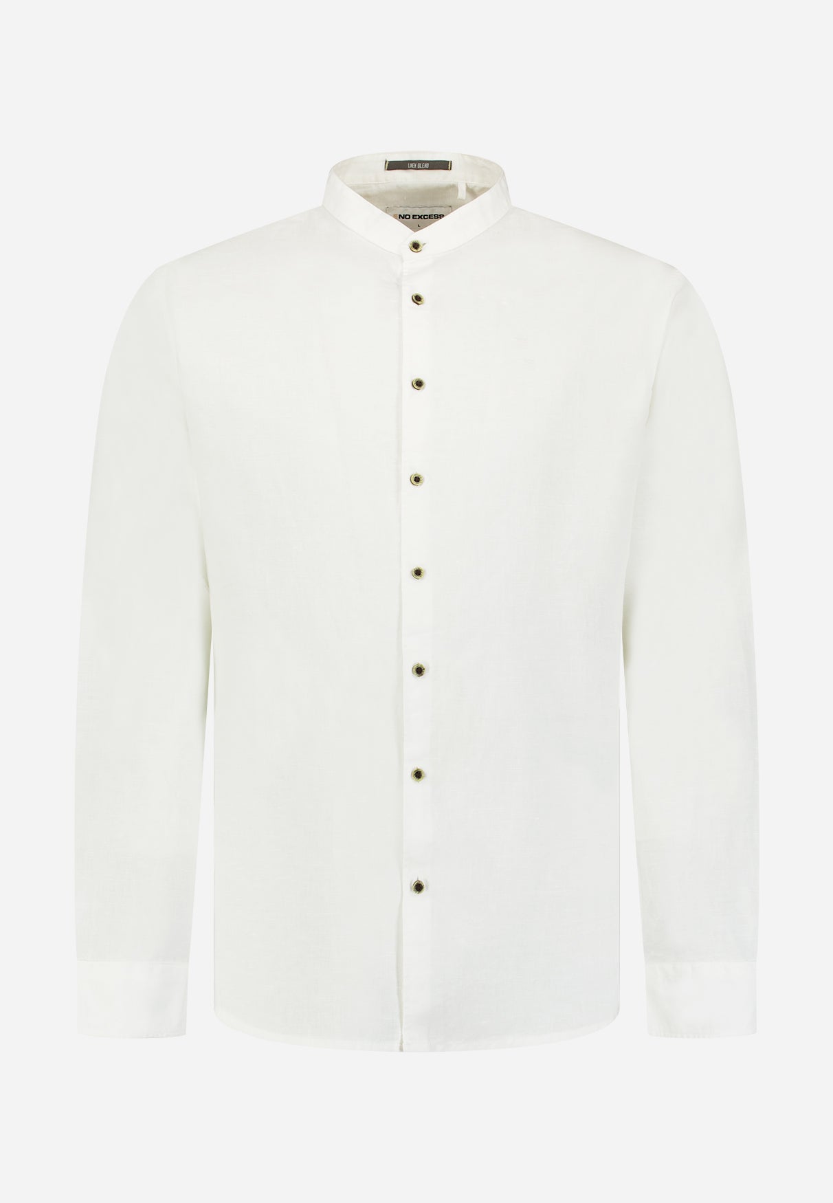 Linen-blend shirt with a stand-up collar. | White