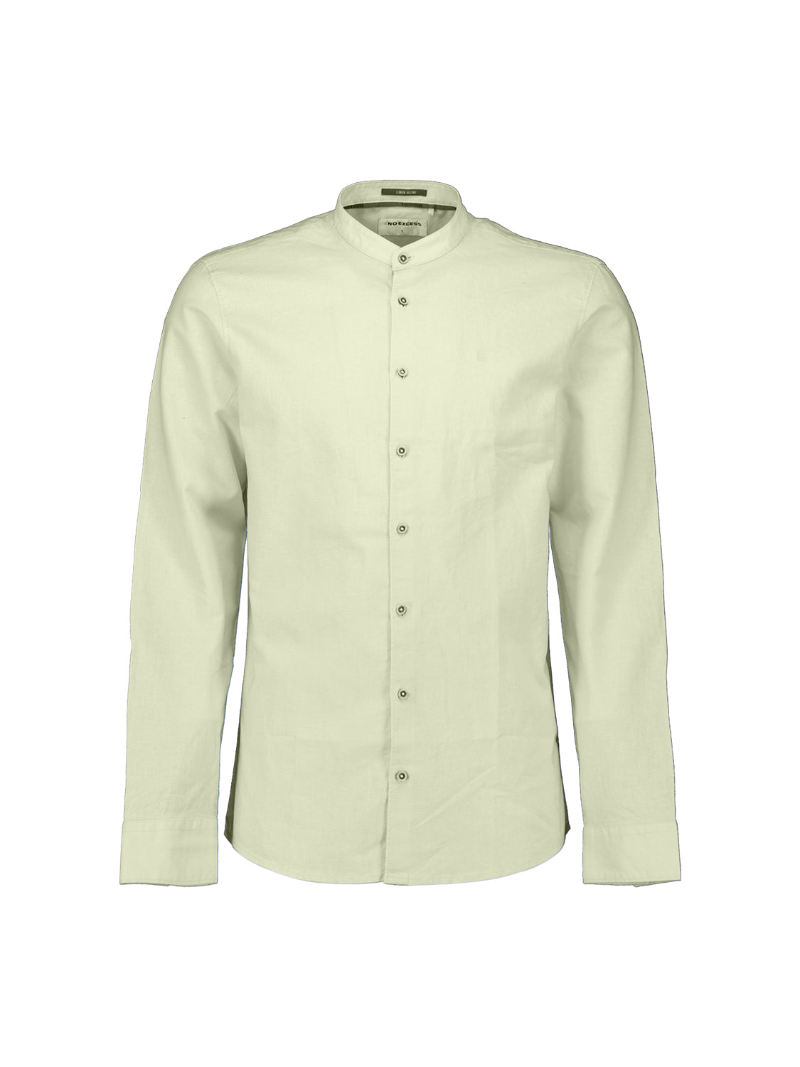 Chemise en lin mélangé avec col montant. | Seagreen