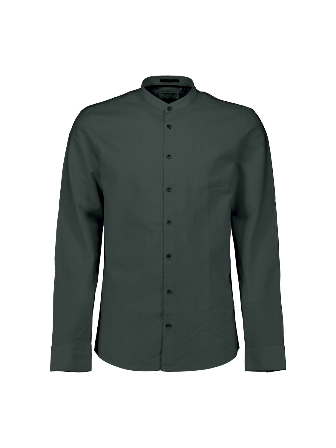 Chemise en lin mélangé avec col montant. | Dark Steel