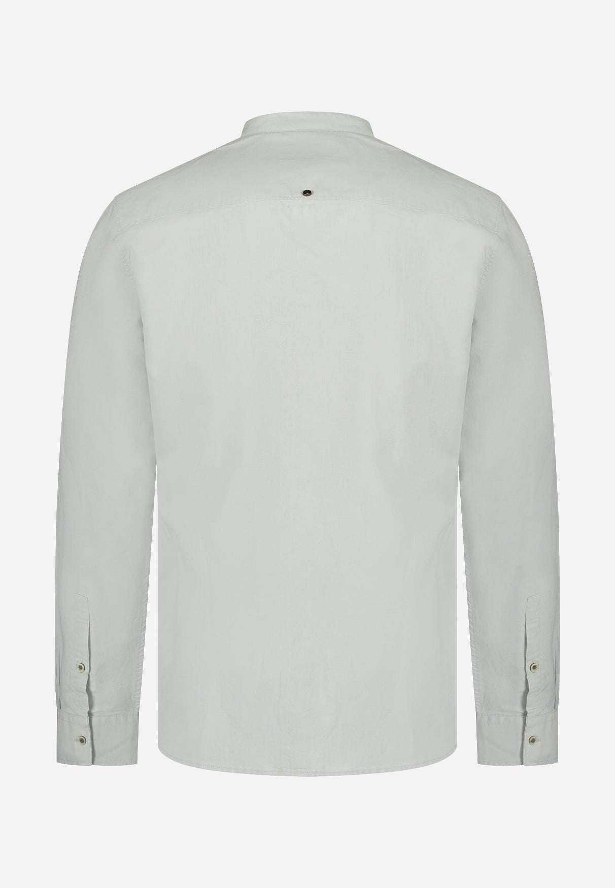 Chemise en lin mélangé avec col montant. | Dusty Green