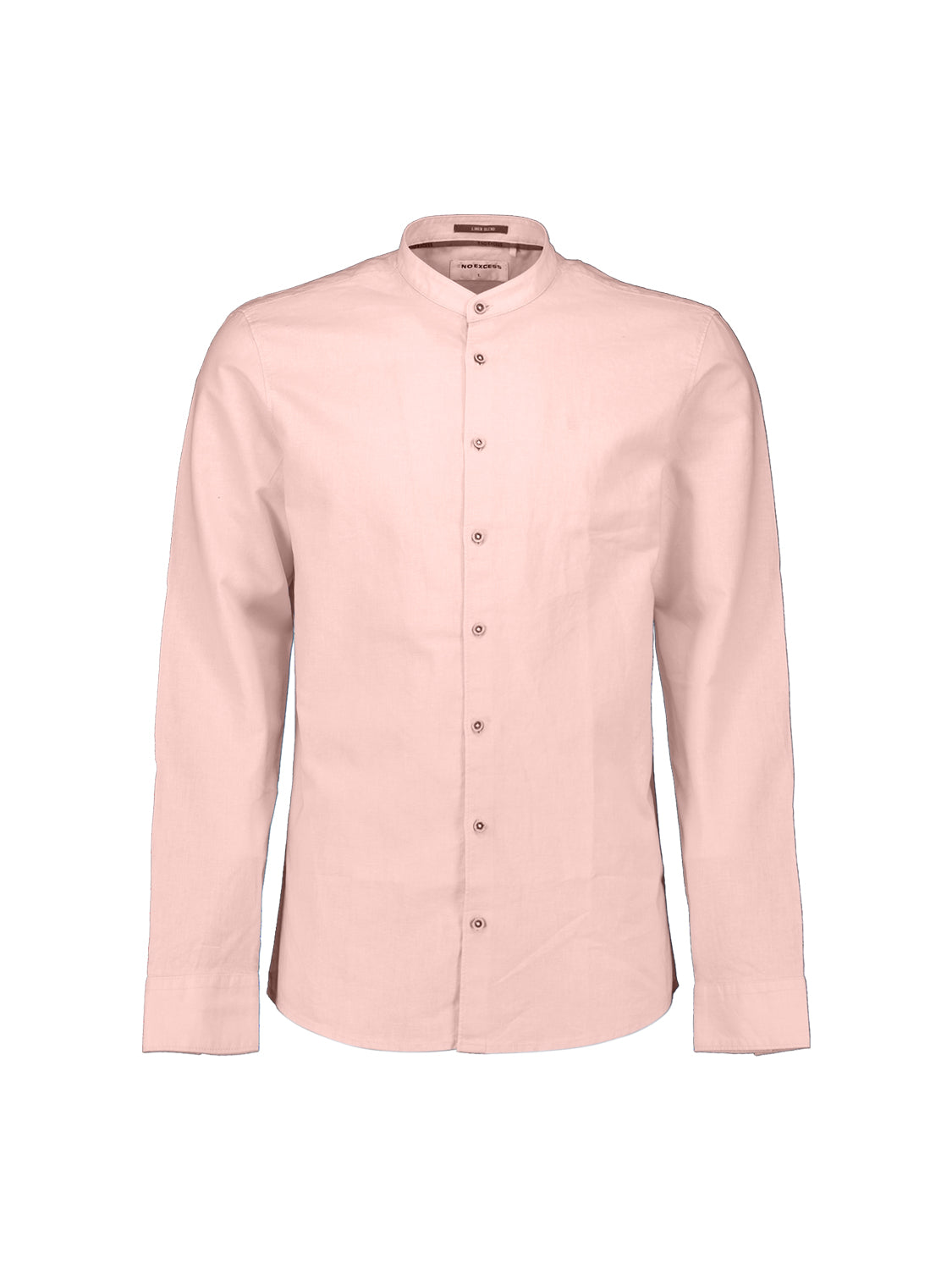 Chemise en lin mélangé avec col montant. | Soft Pink