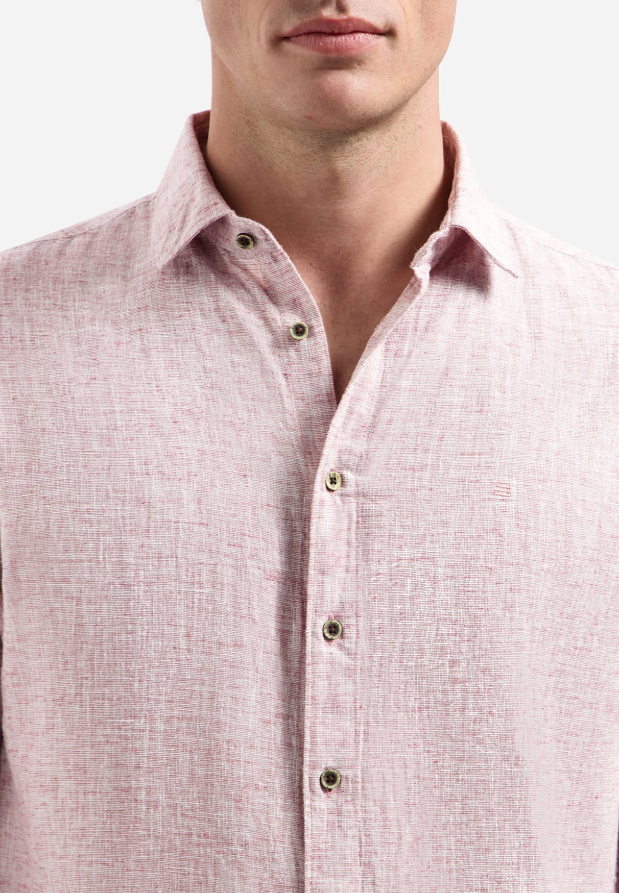 Two-tone linen blend shirt | Mauve