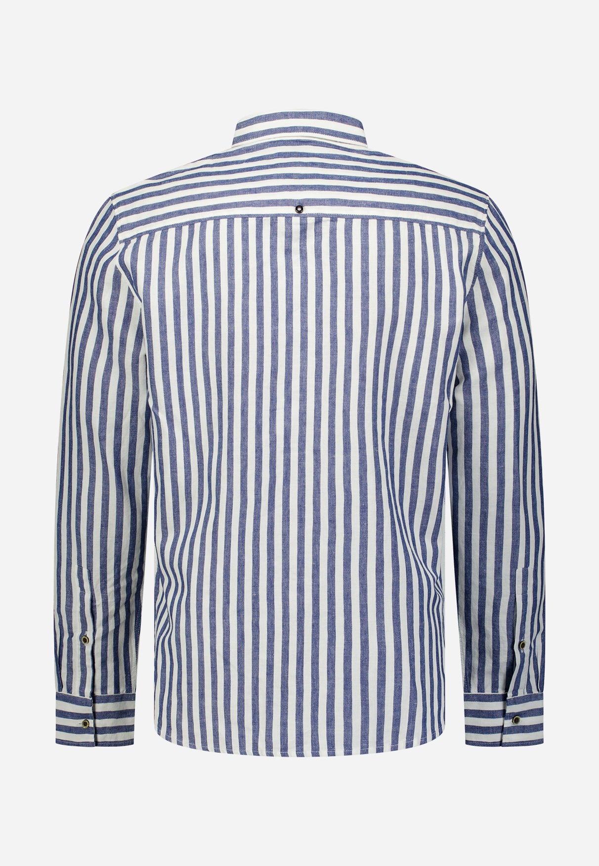 Chemise en lin mélangé à larges rayures | Indigo Blue