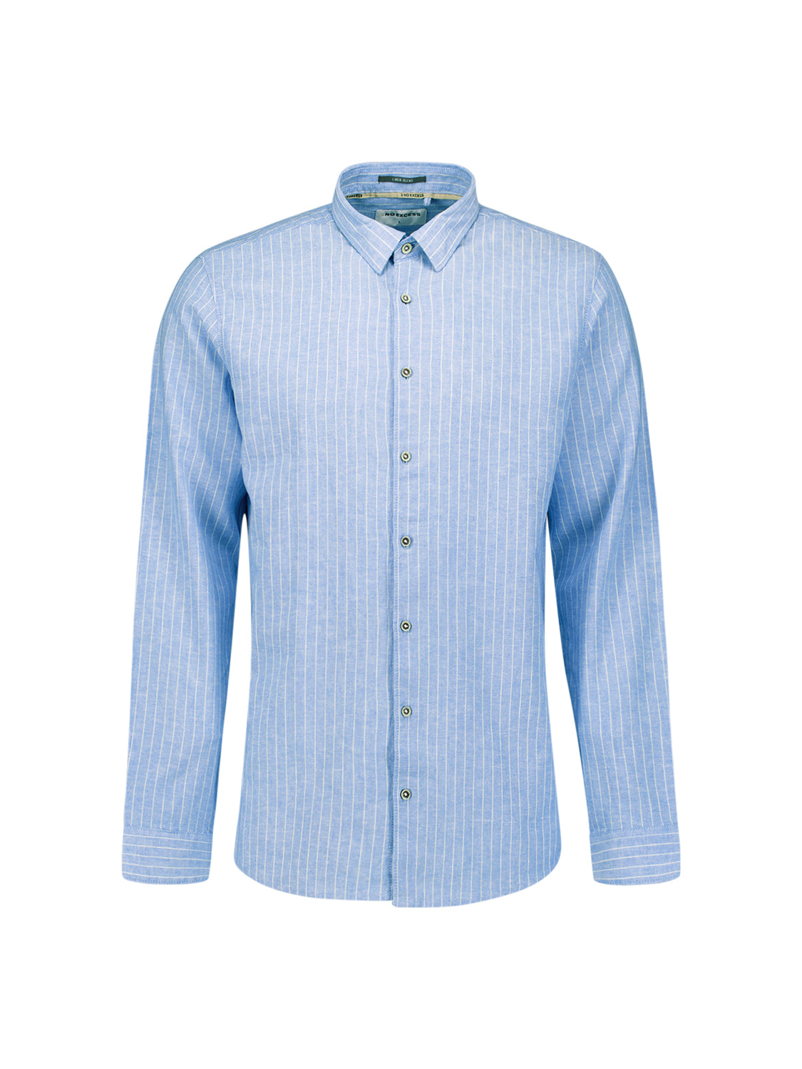 Linen blend shirt with fine stripes | Blue