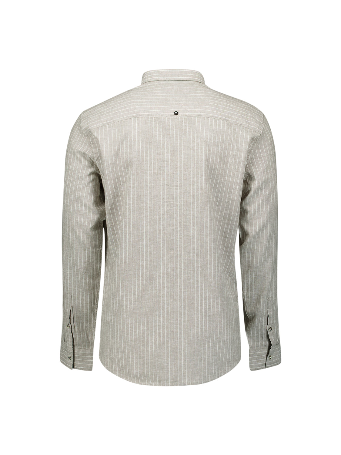 Chemise en lin mélangé à fines rayures | Taupe