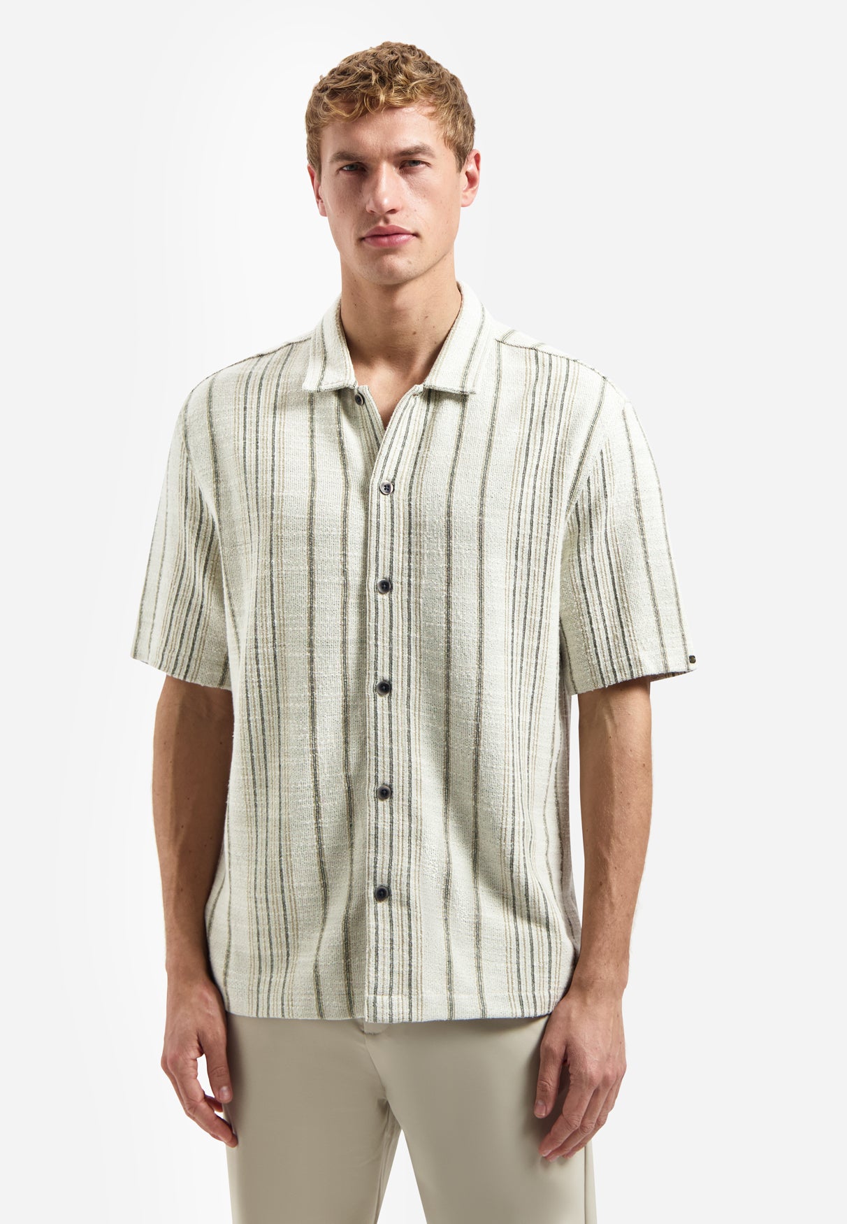 Chemise jacquard à rayures | Desert