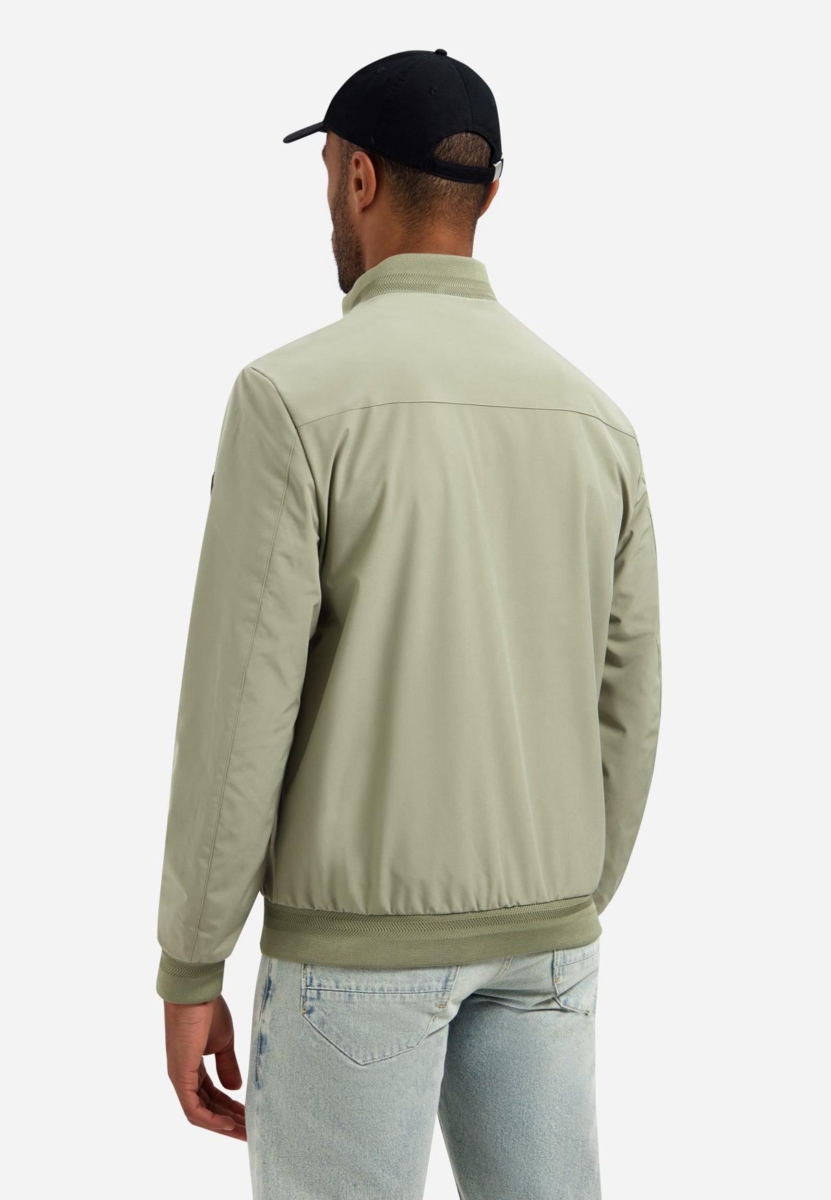 Summer jacket with ribbed collar | Light Army