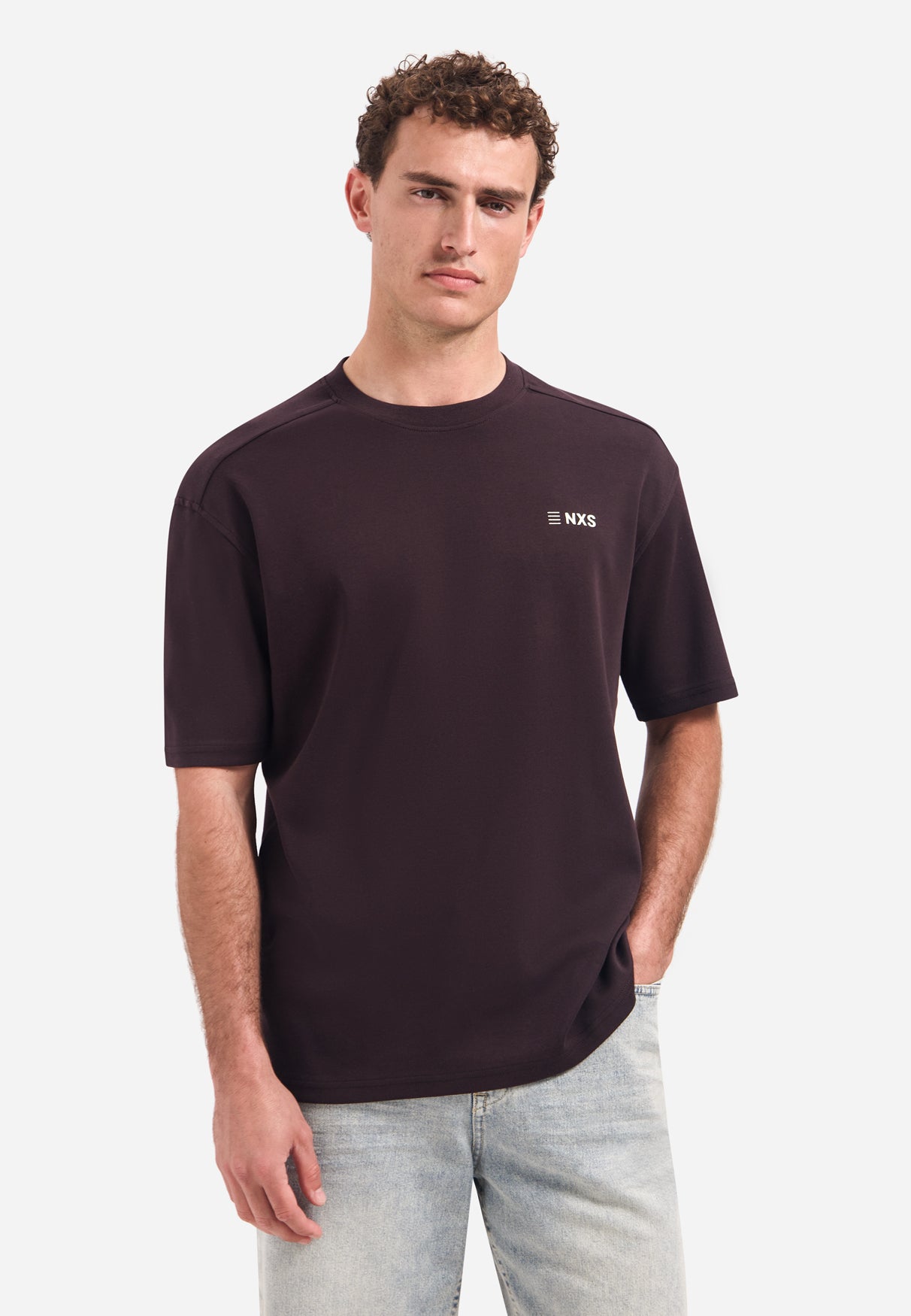 T-shirt à col rond, manches courtes et imprimé dans le dos | Dark Brown