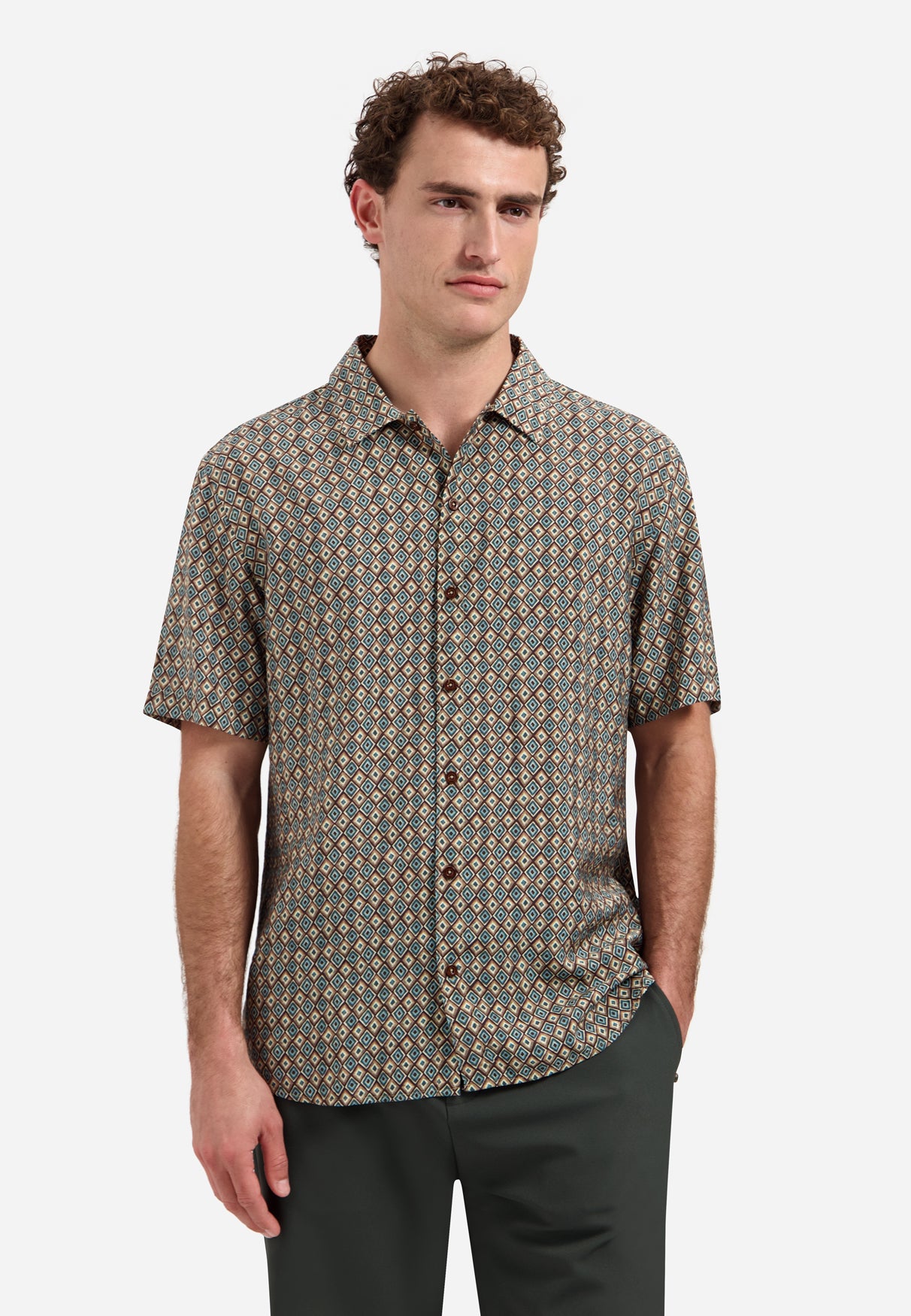 Short-sleeve shirt with an all-over print | Seablue