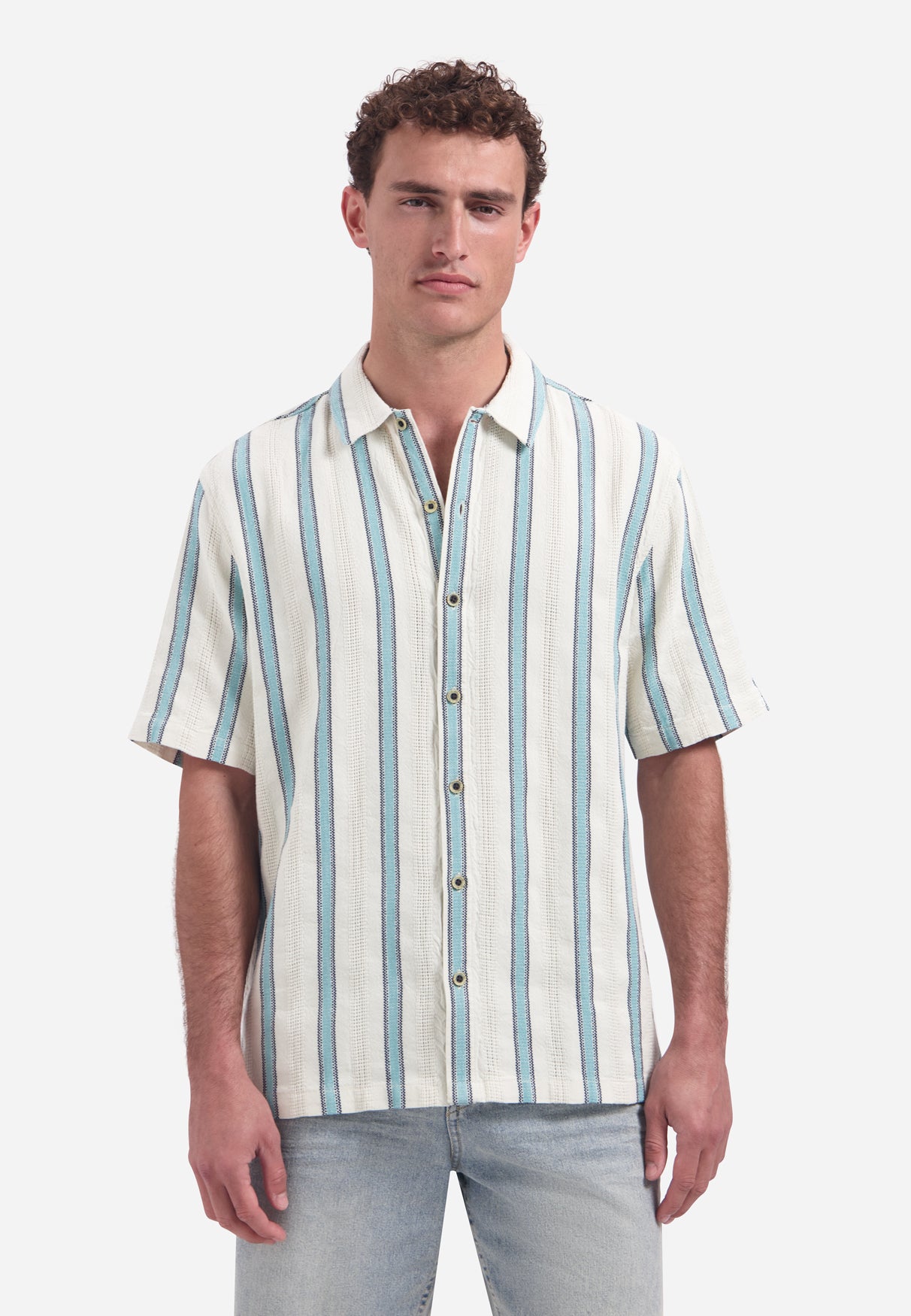 Short-sleeve shirt with stripes | Seablue