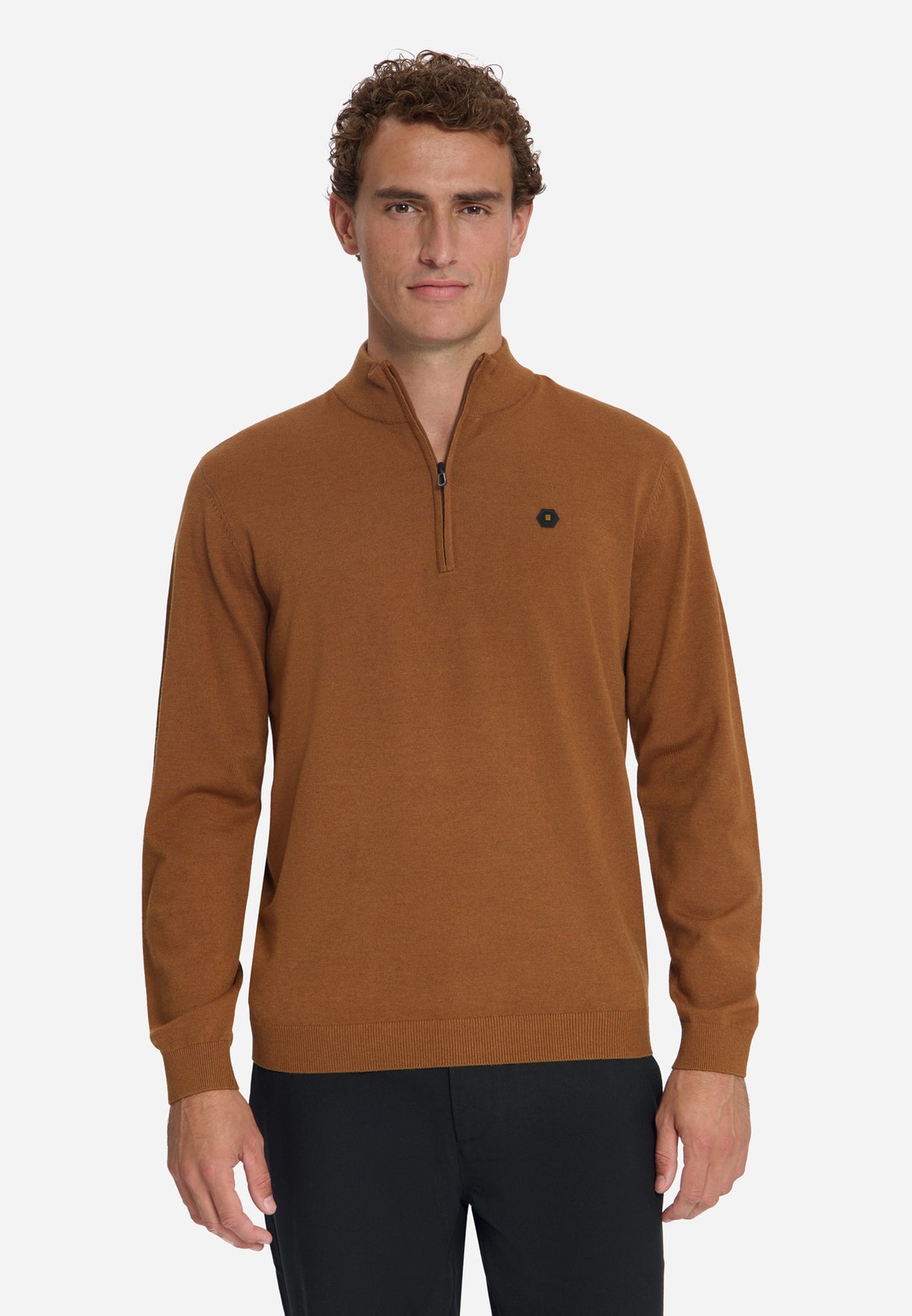 Half-Zip Melange Jumper | Caramel