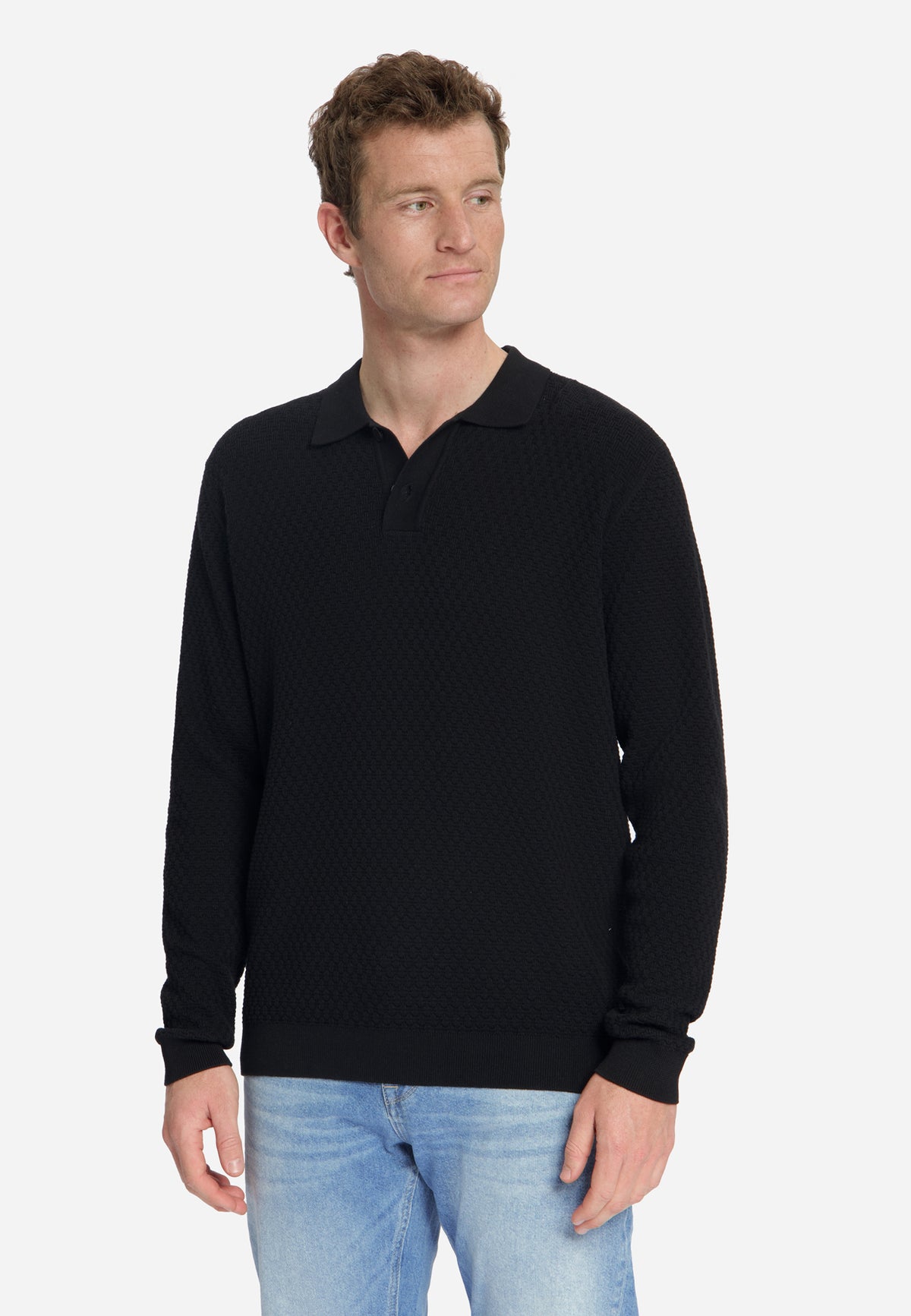 Pull polo en jacquard | Noir